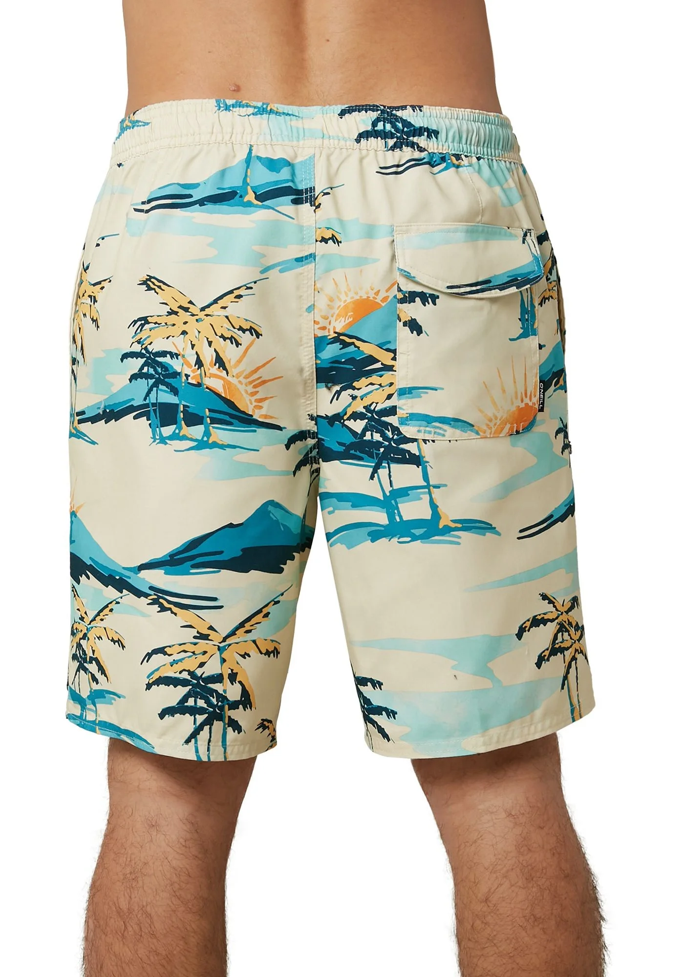 O'Neill Men's Cabana Volley Board Shorts Bone Palm Trees (XL)