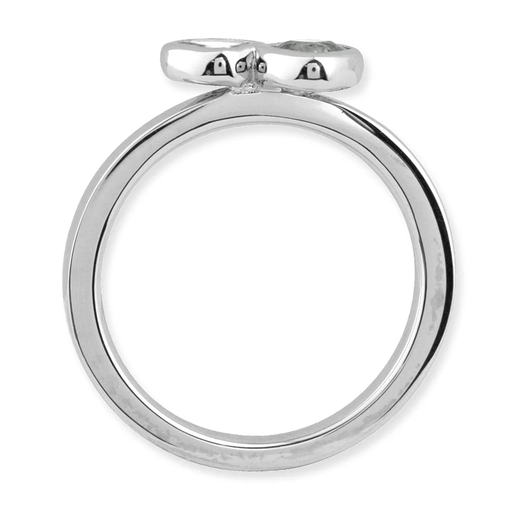 Double Cushion-Cut White Topaz Sterling Silver Ring