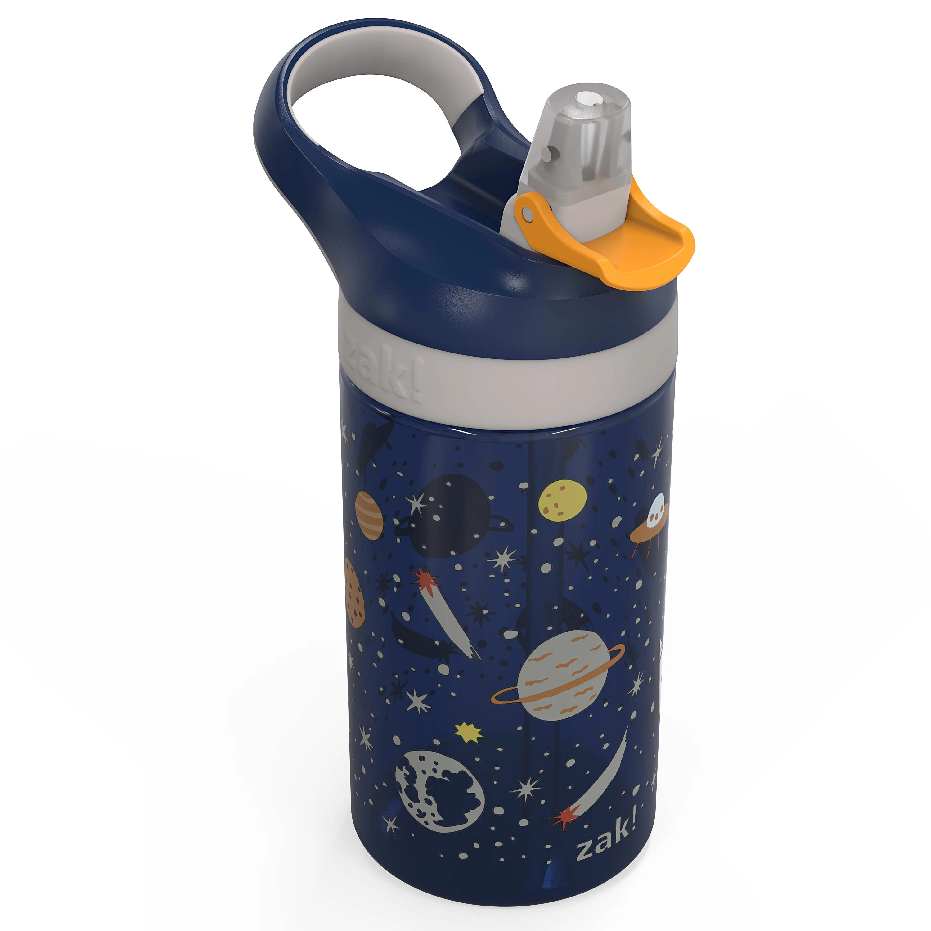Zak Designs Genesis 18 oz. Reusable Plastic Water Bottle with Push Button Lid, Outer Space