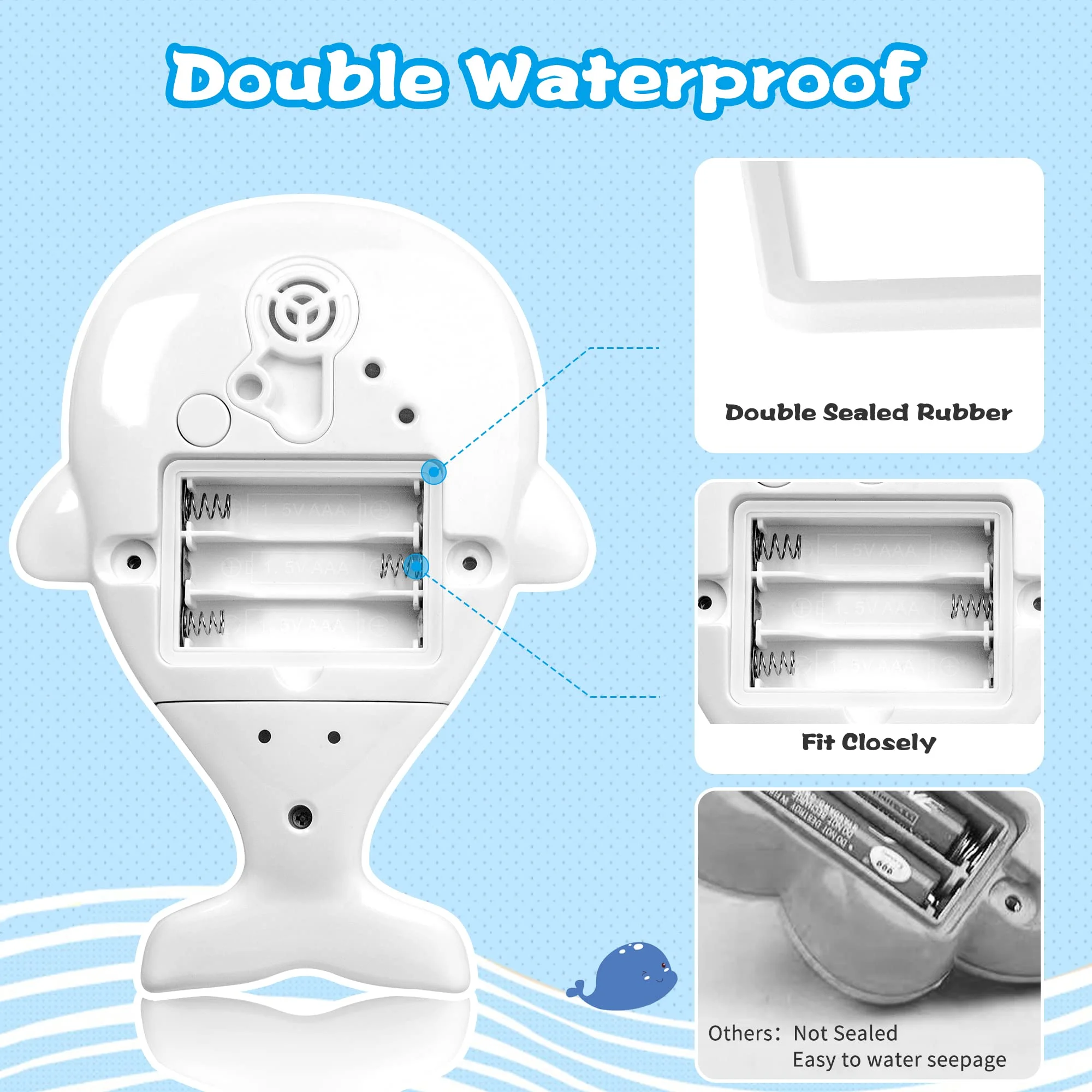 Water Whale Bath Toys, Sprinkler LED Light Up Toddlers 1-3 Bath Toy Age 2-4 Kids Baby Infant 6-12 Months Whale Bath Time Tub Floating Girl Squirt Swimming Pool Glow in The Dark Pool Toys