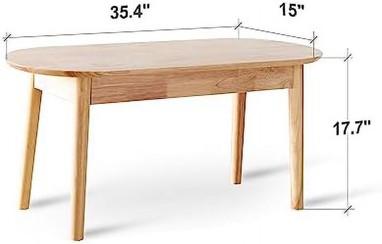 TJUNBOLIFE Aslan 35" Malaysian Oak Round Wooden Dining Bench/Solid Wood Bedroom Entry Way Kitchen Corridor Bench (Natural Oak)