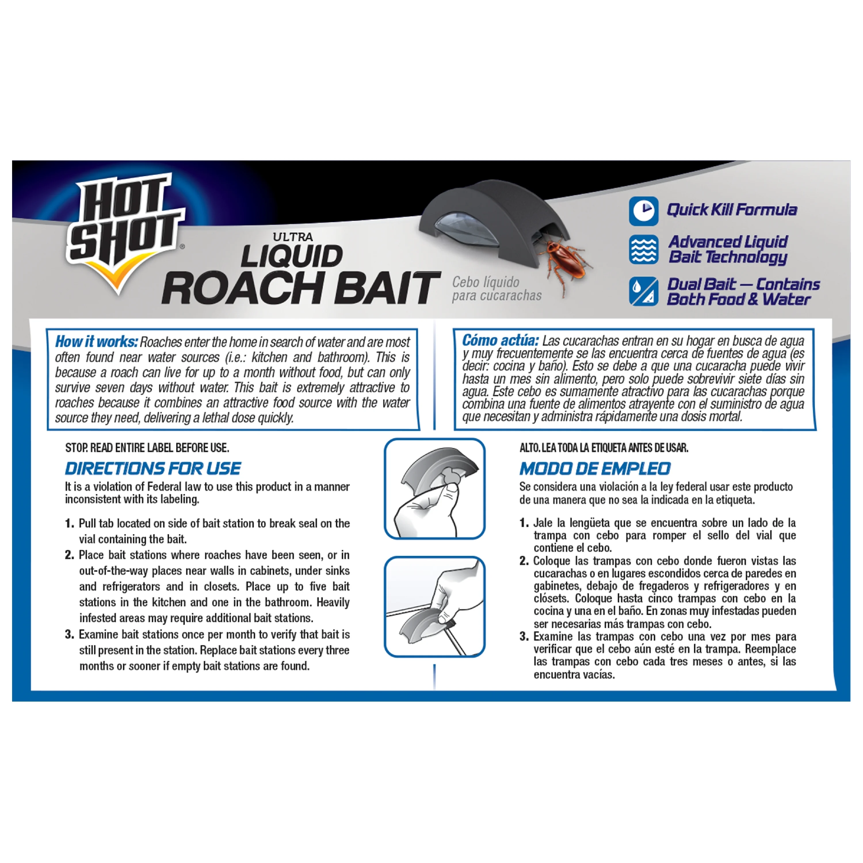 4 Pack - Hot Shot 95789 Mini Ultra Liquid Roach Bait, 6 Count Each
