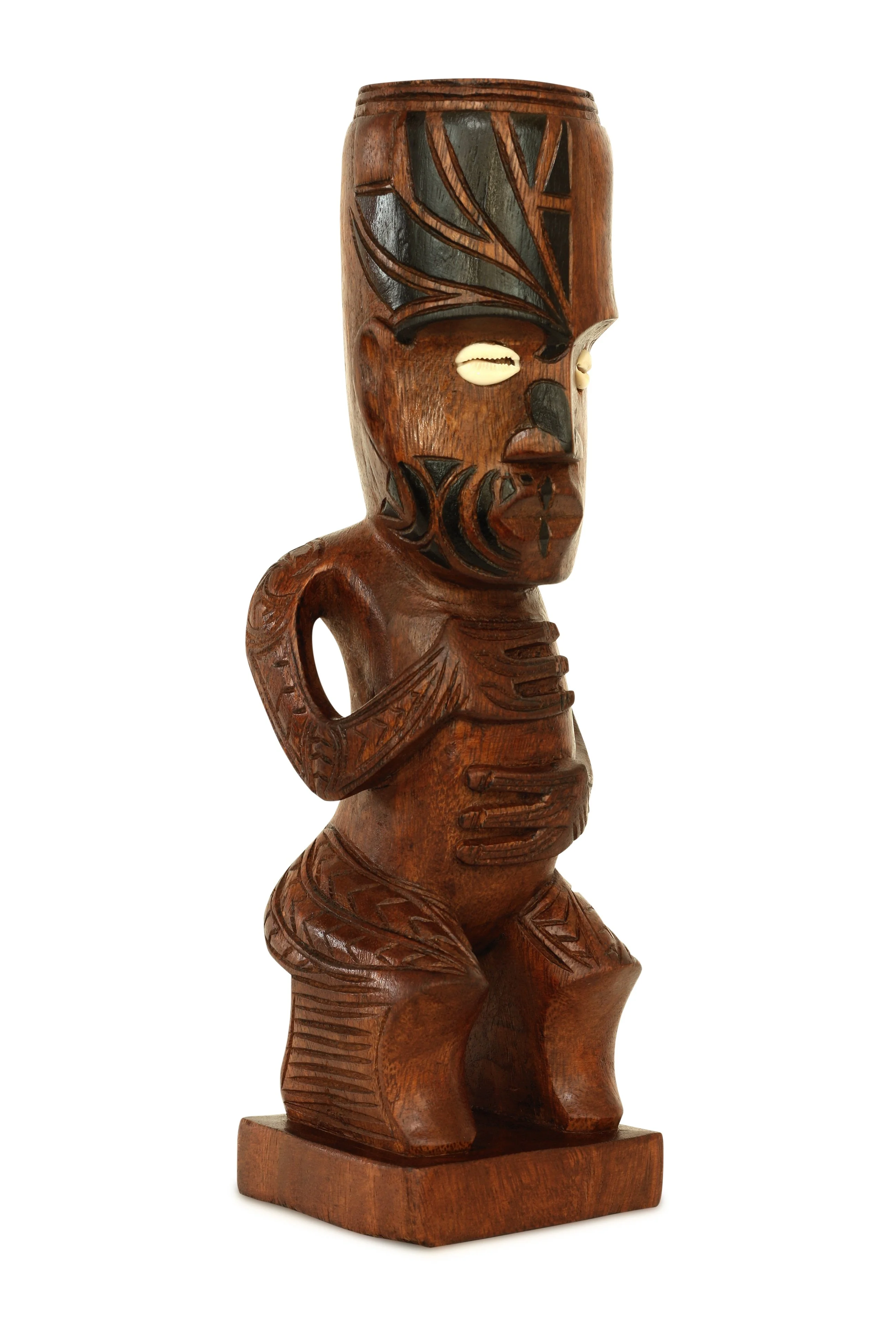 Handmade Wooden Primitive Tattoo Face Tribal Statue Sculpture Tiki Bar Totem Handcrafted Unique Gift Home Decor Accent Figurine Artwork Hand Carved