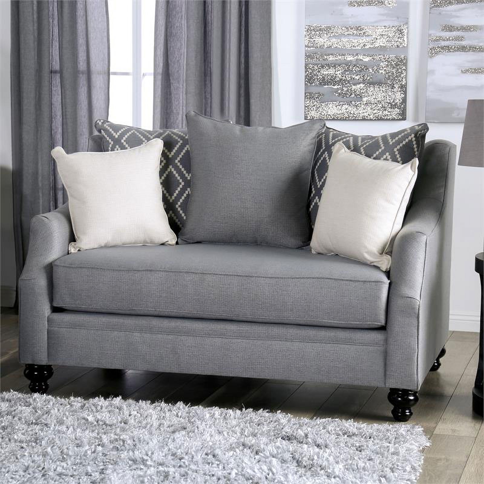 Furniture of America Hollie Transitional Fabric 2-Piece Sofa Set in Gray