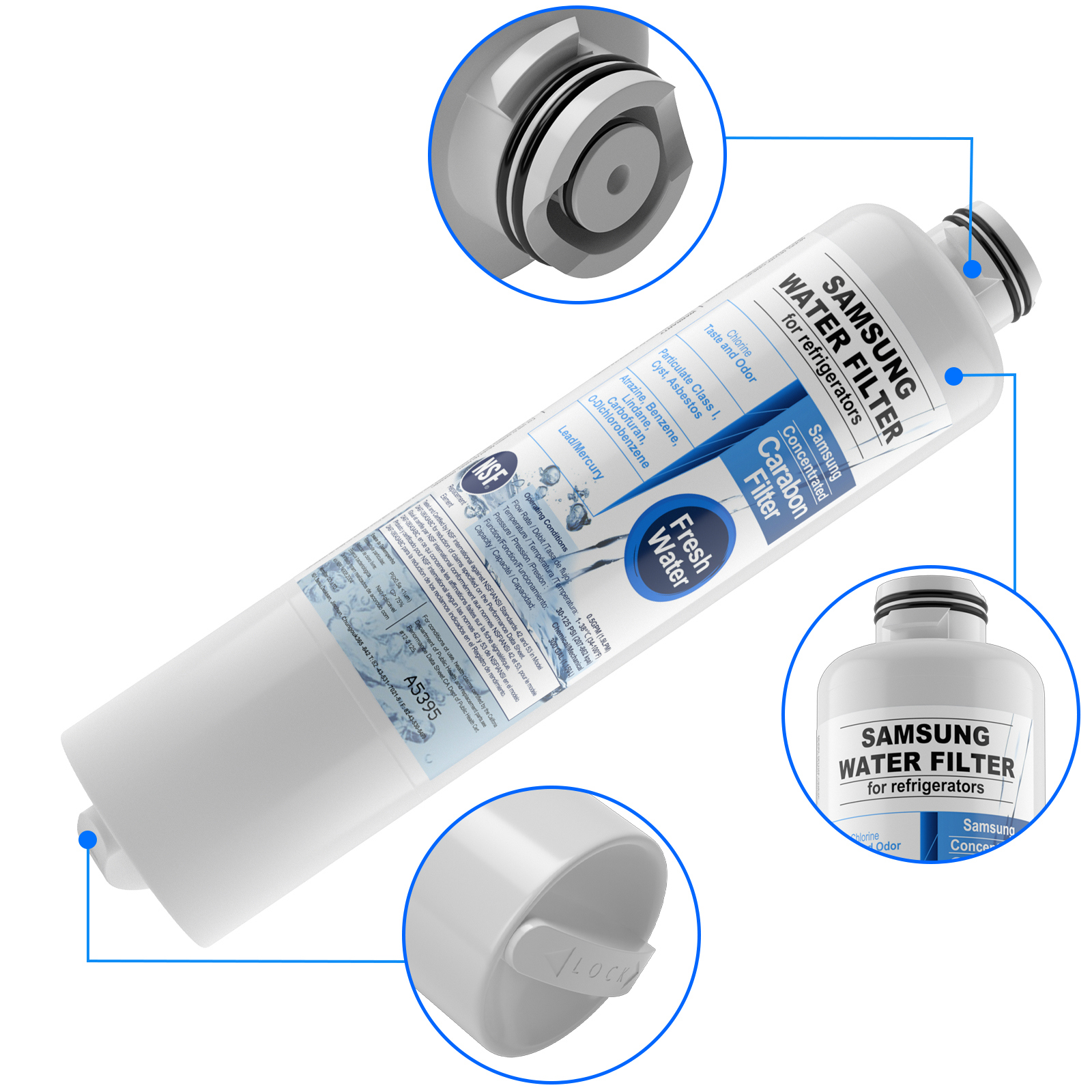 4 Pack DA29-00020B Ice and Water Refrigerator Filter Replacement for Samsung RF28HMEDBSR, RF263BEAESR, HDX FMS-2, HAF-CIN/EXP, RF4287HARS, PL-200, DA97-08006A 469101 RWF0700A Refrigerator Water Filter