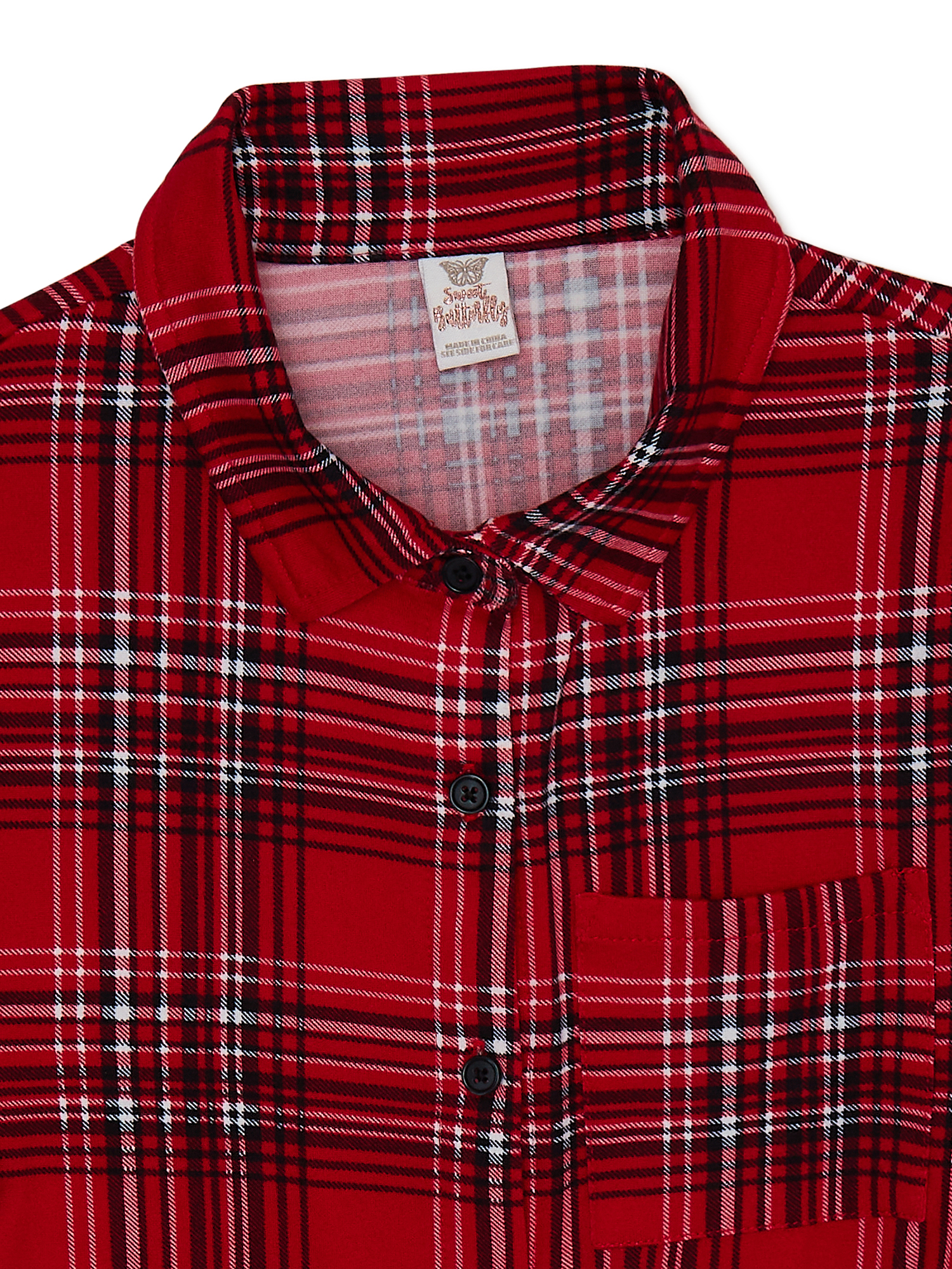 Sweet Butterfly Girls Plaid Shirt Dress with Belt, Sizes 4-16