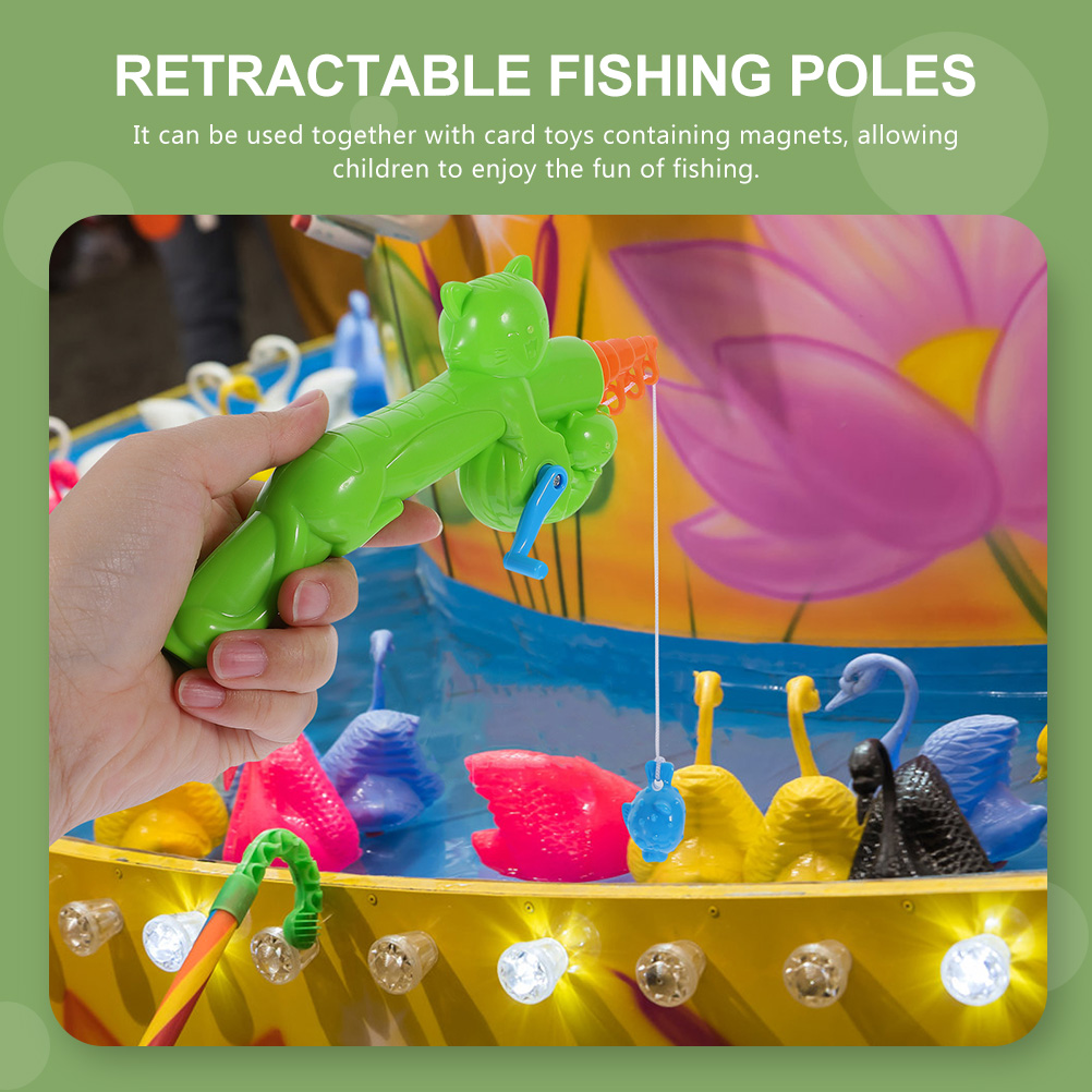 2Pcs Retractable Fishing Pole Toys Children Plastic Fishing Rod Toys Magnetic Fishing Game Supplies