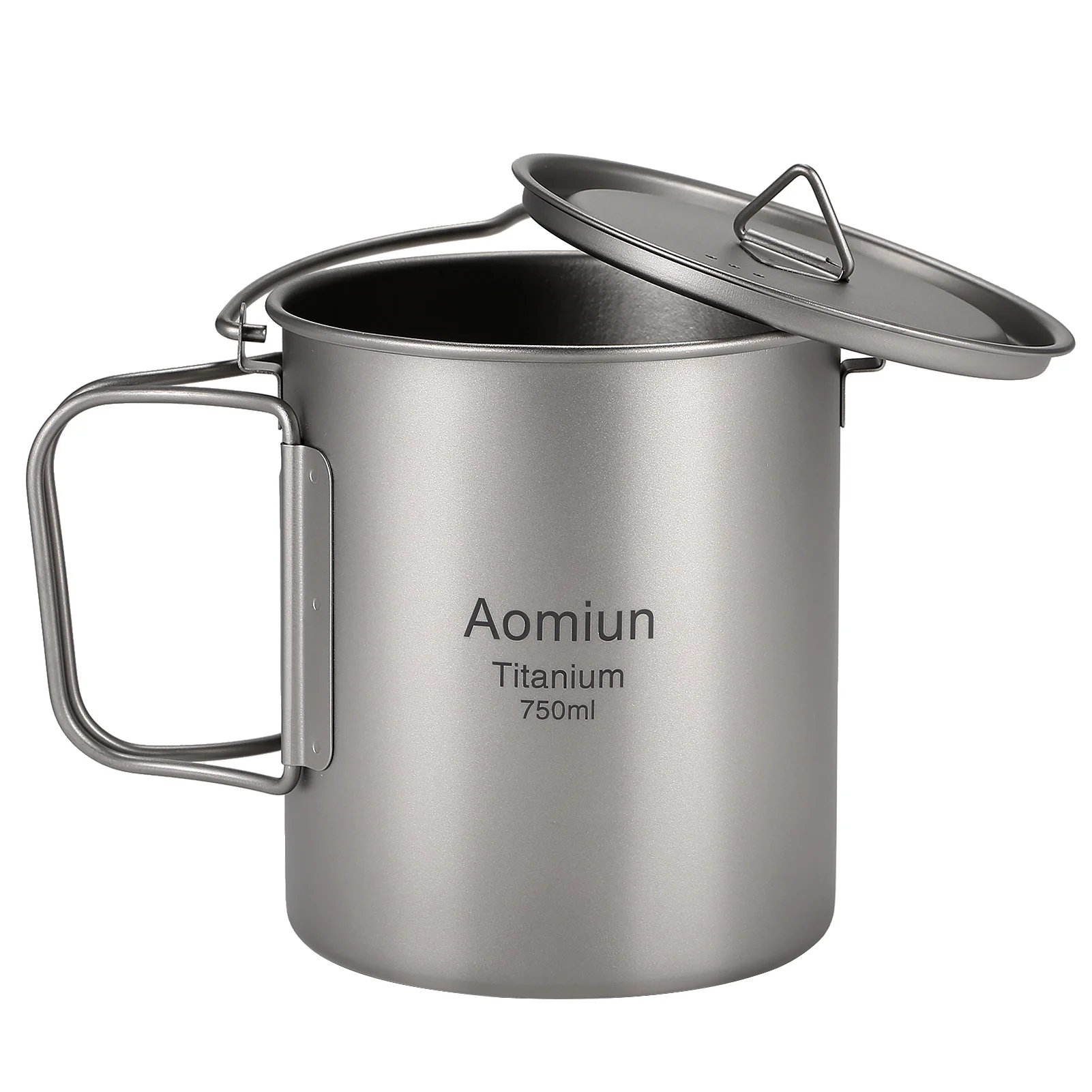 Carevas Aomiun Ultralight 750ml Titanium Pot Portable Titanium Water Mug Cup with Lid and Foldable Handle Outdoor Camping Cooking Picnic