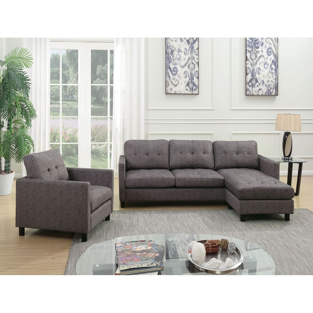 LANTRO JS Ceasar Sectional Sofa in Gray Fabric 53315