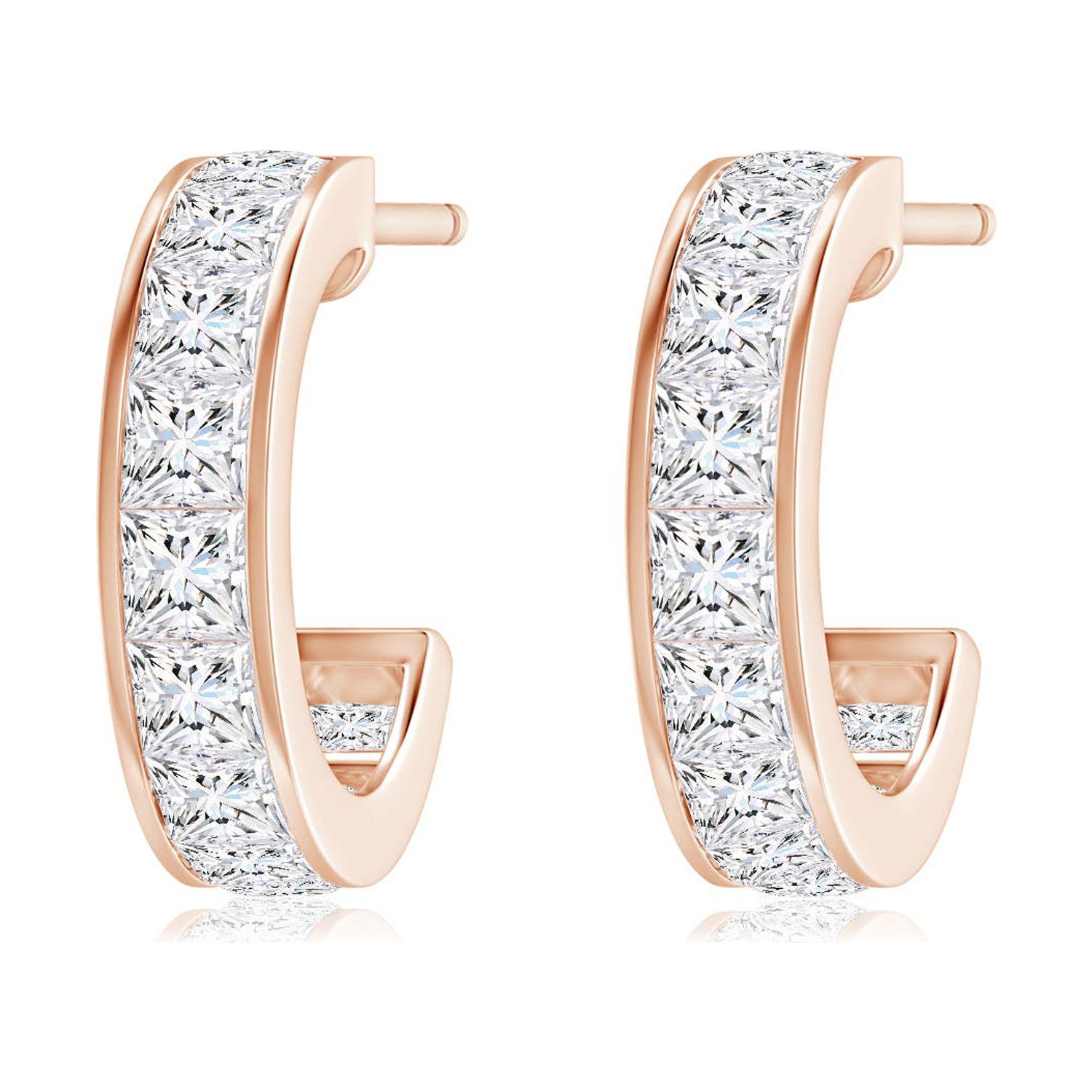 ANGARA Natural 1.1 Ct. Diamond Hoop Earrings in 14K Rose Gold for Women