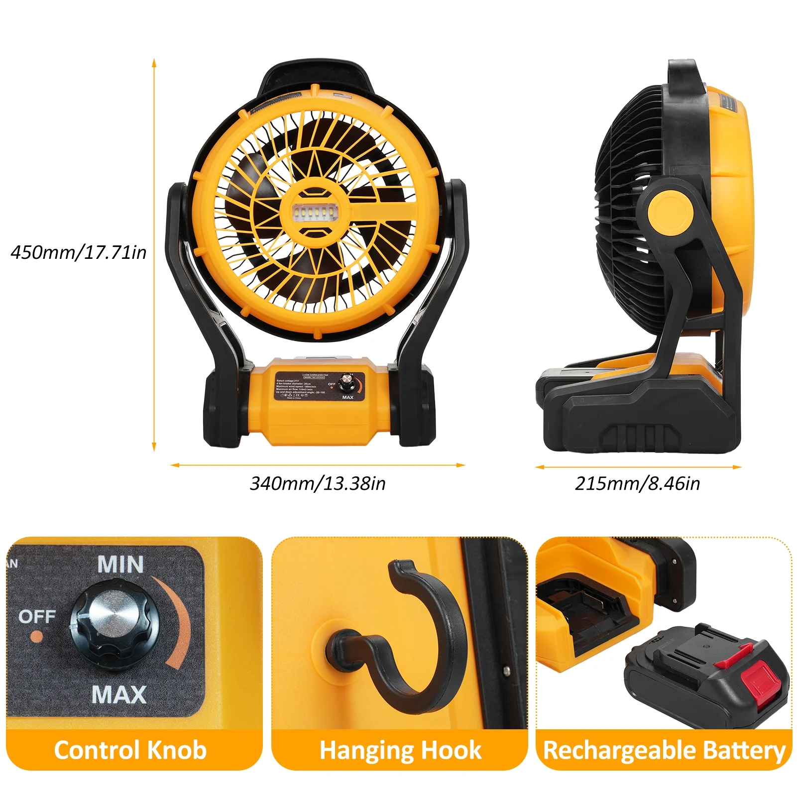 moobody Rechargeable Tent Fan with LED Lantern , Portable 8,Inch Camping Fan for Travel, Barbecues, and Fishing Trips