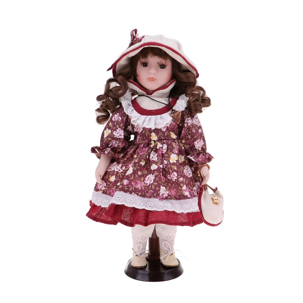 30cm Porcelain Doll Style Dress Suit, Standing Girl Doll, Valentine Gift, Desk Table Ornaments