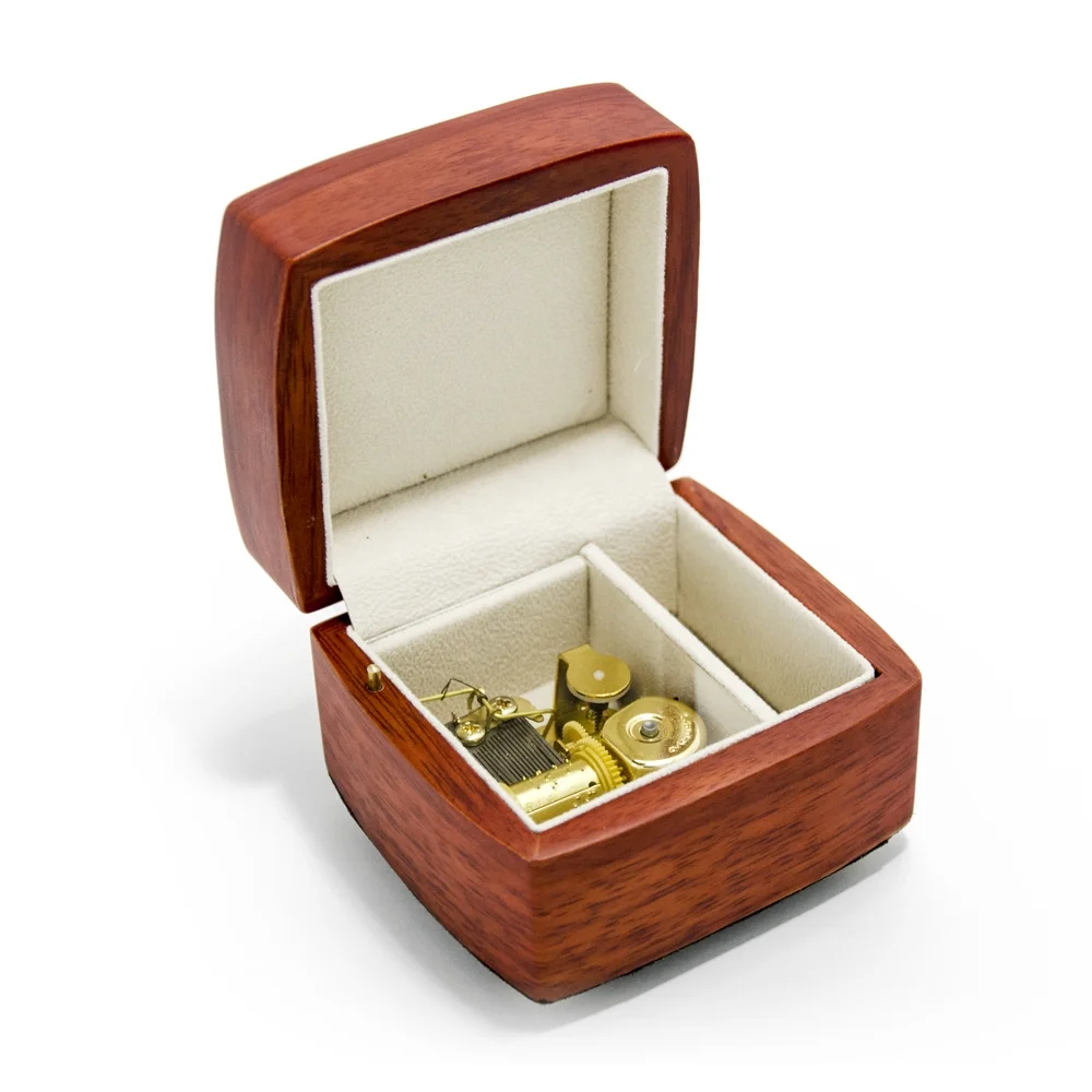 Beautiful Wood Tone Chic 18 Note Petite Music Jewelry Box - 18th Variation