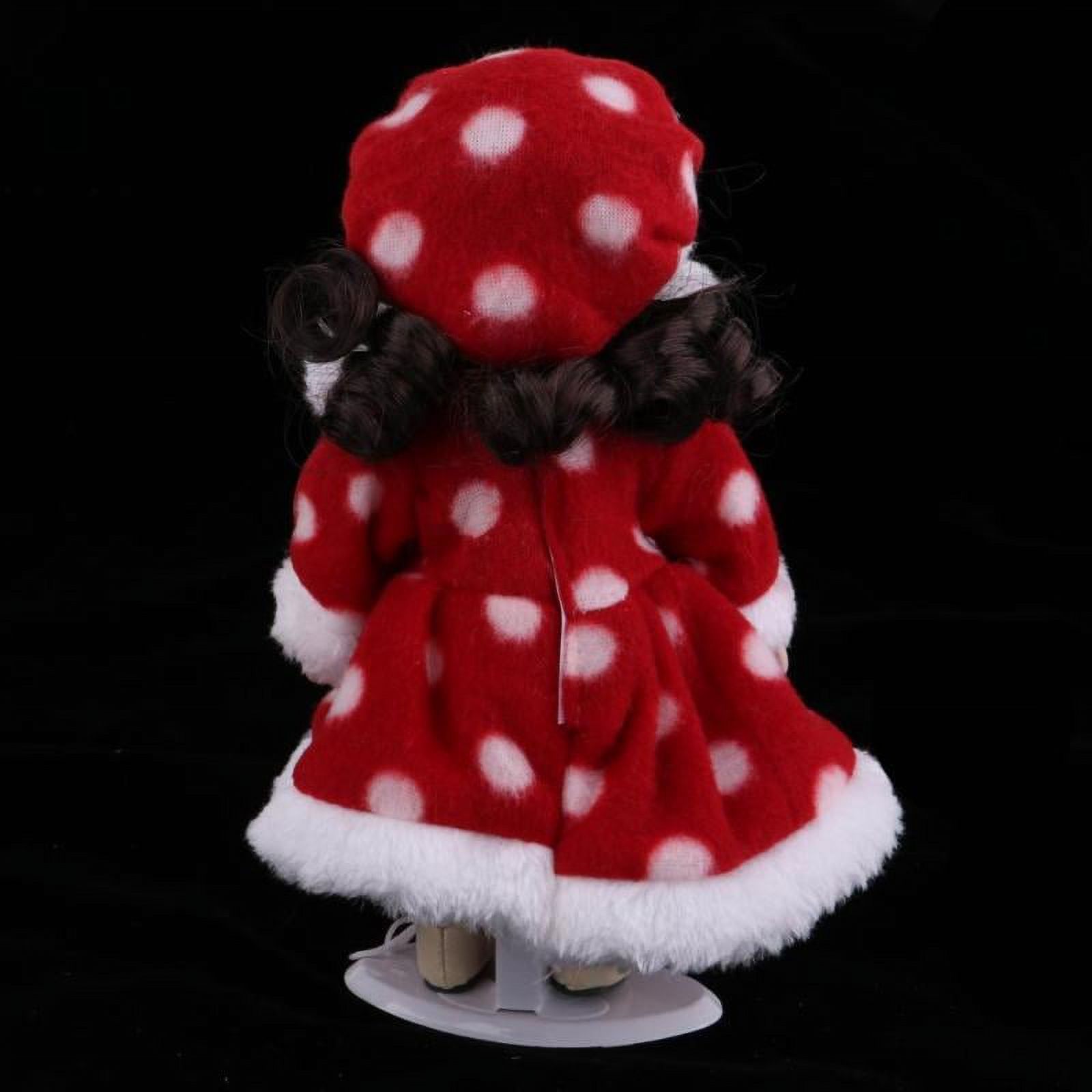 Adorable Girls Porcelain Doll With Metal Stand For 1/6 Scale Dollhouse Red
