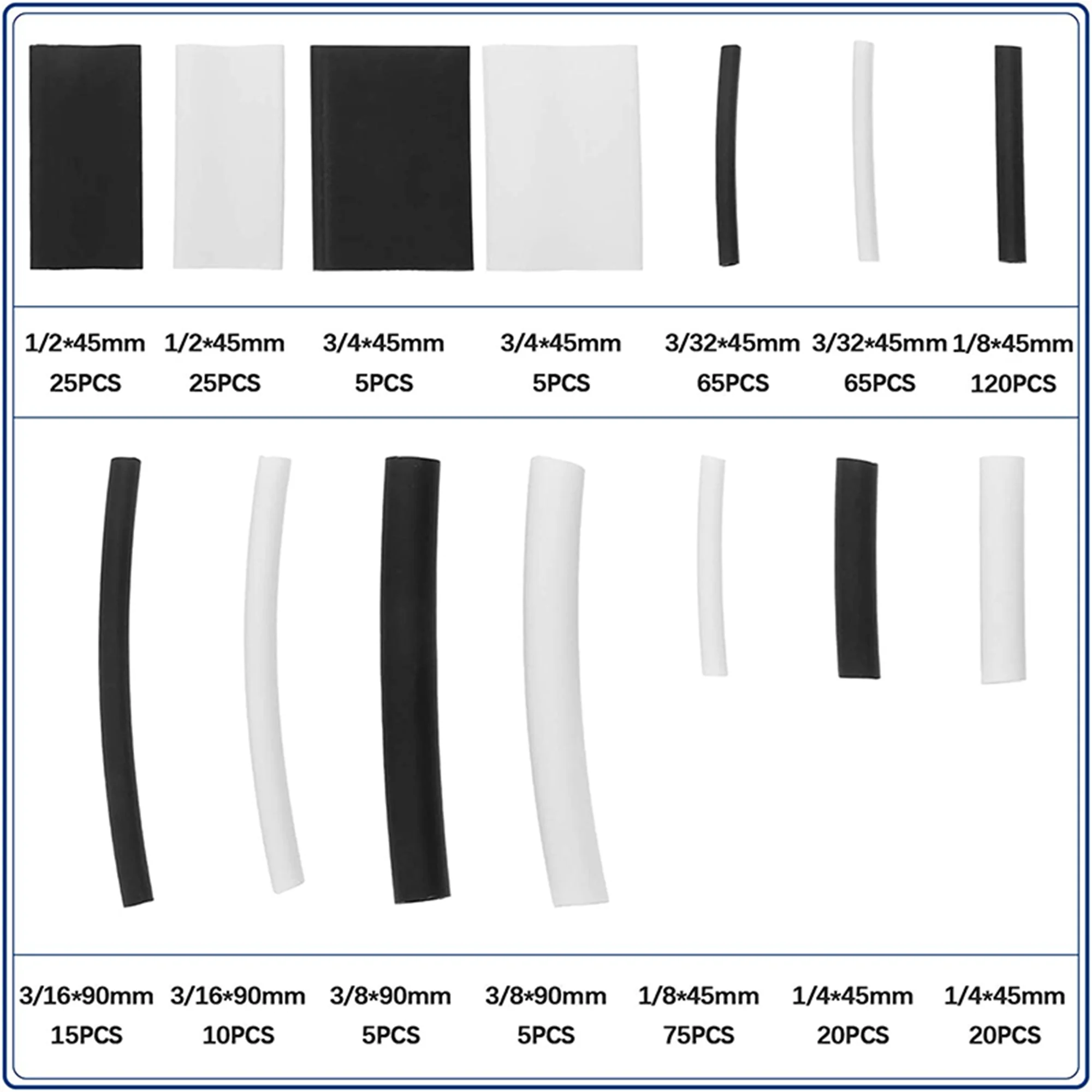 Electrapick 460 Pcs Heat Shrink Tubing Kit，Shrink Ratio 3:1 with Glue Waterproof Dual Wall Heat Sking Tubing Cable Repair Kit Self-Adhesive Lined 7 Sizes 2 Color (Black, White)