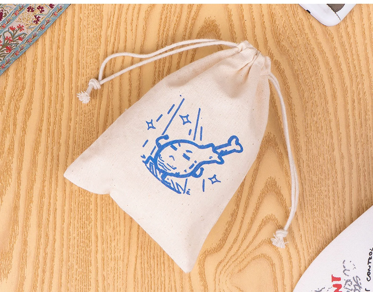 10 Pcs Custom Cotton Bag Drawstring Logo Muslin Bags Pouch Dustproof Bag Covers Off White Gift Bag-6