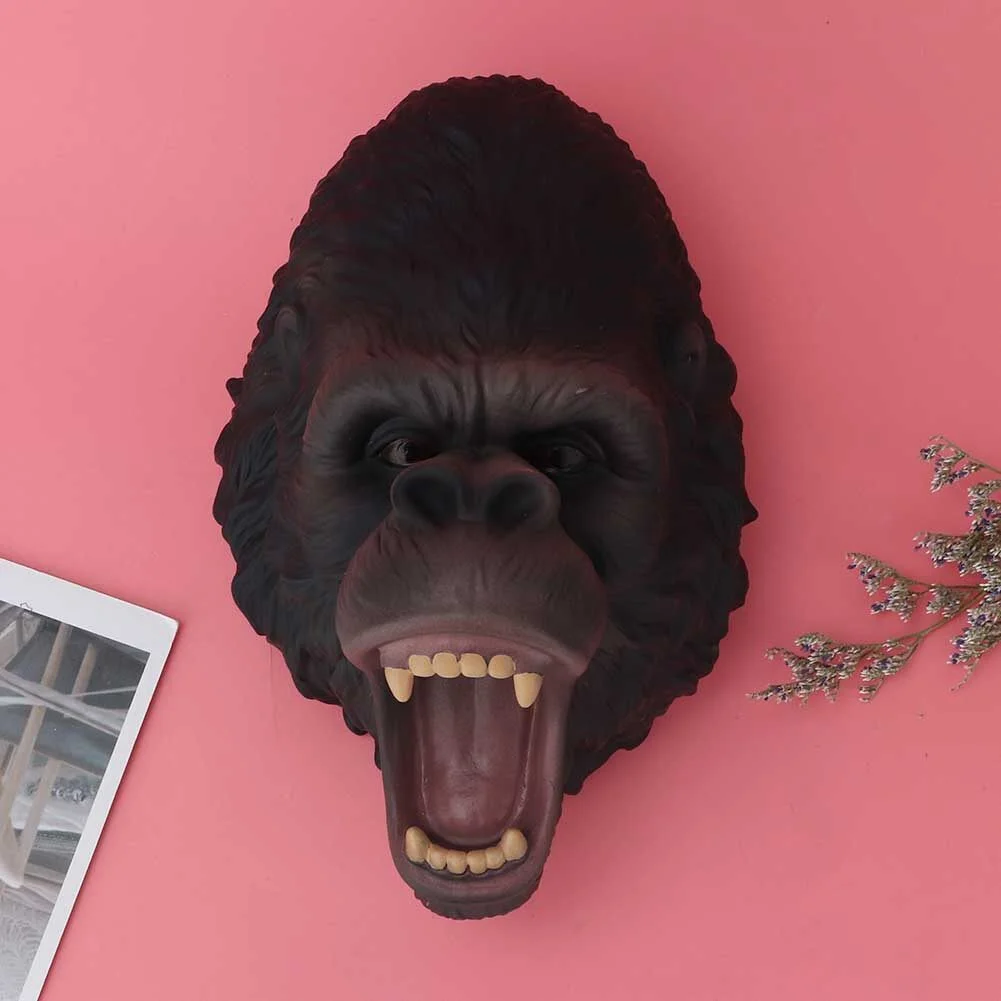 Simulation Plastic Orangutan head Realistic Animal Head Hand Toys Gift for Kids Party Show Imaginative Play[Gorilla]