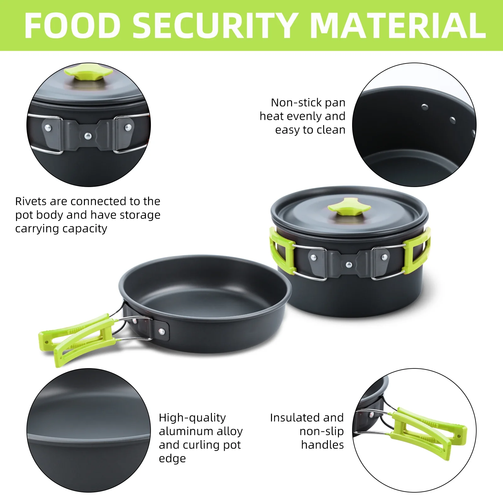 OWSOO Camping Cooking Set Camping Cookware Set 16pcs Camping Pot pan Set Nesting Camp Cook Set Camping&Hiking cookware Camping Backpacking Pans Set