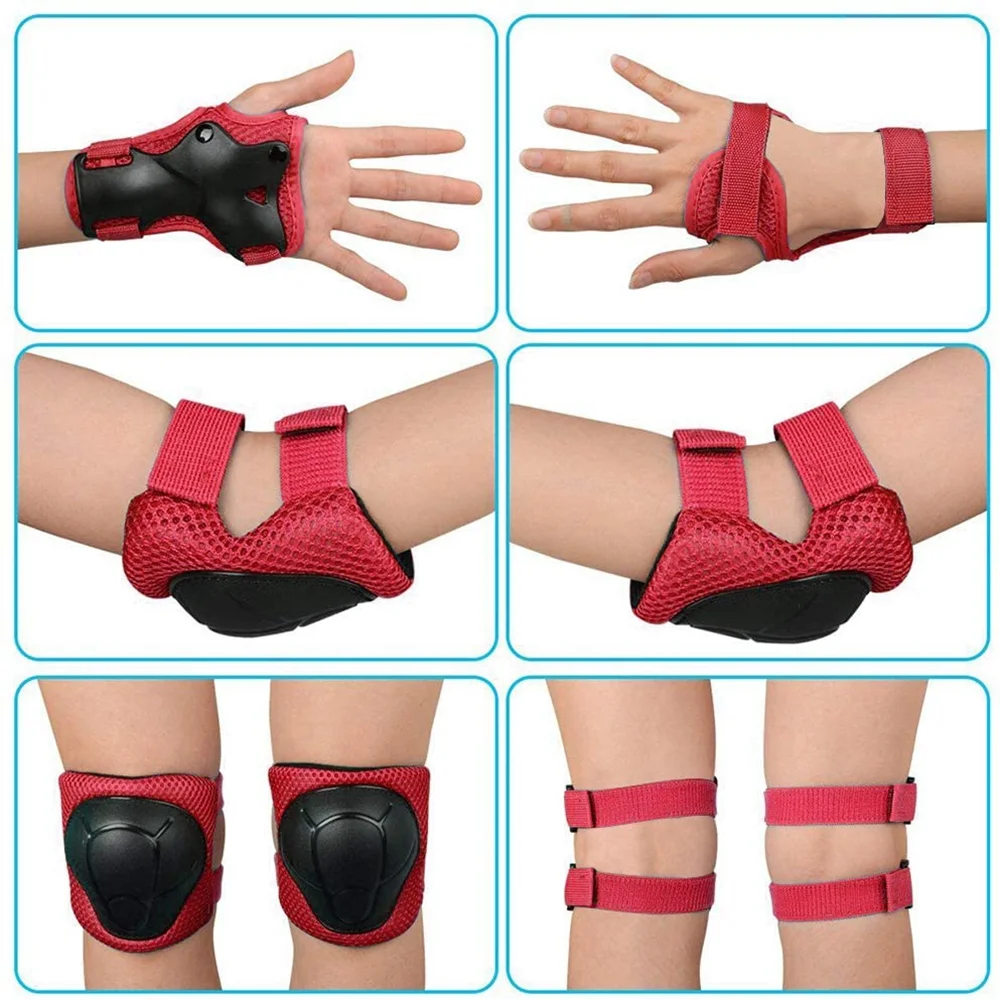 7Pcs Kids Safety Helmet Knee Elbow Pad Sets For Cycling Skate Bike Roller Protector Children Girls Boys Outdoor Sports Safety