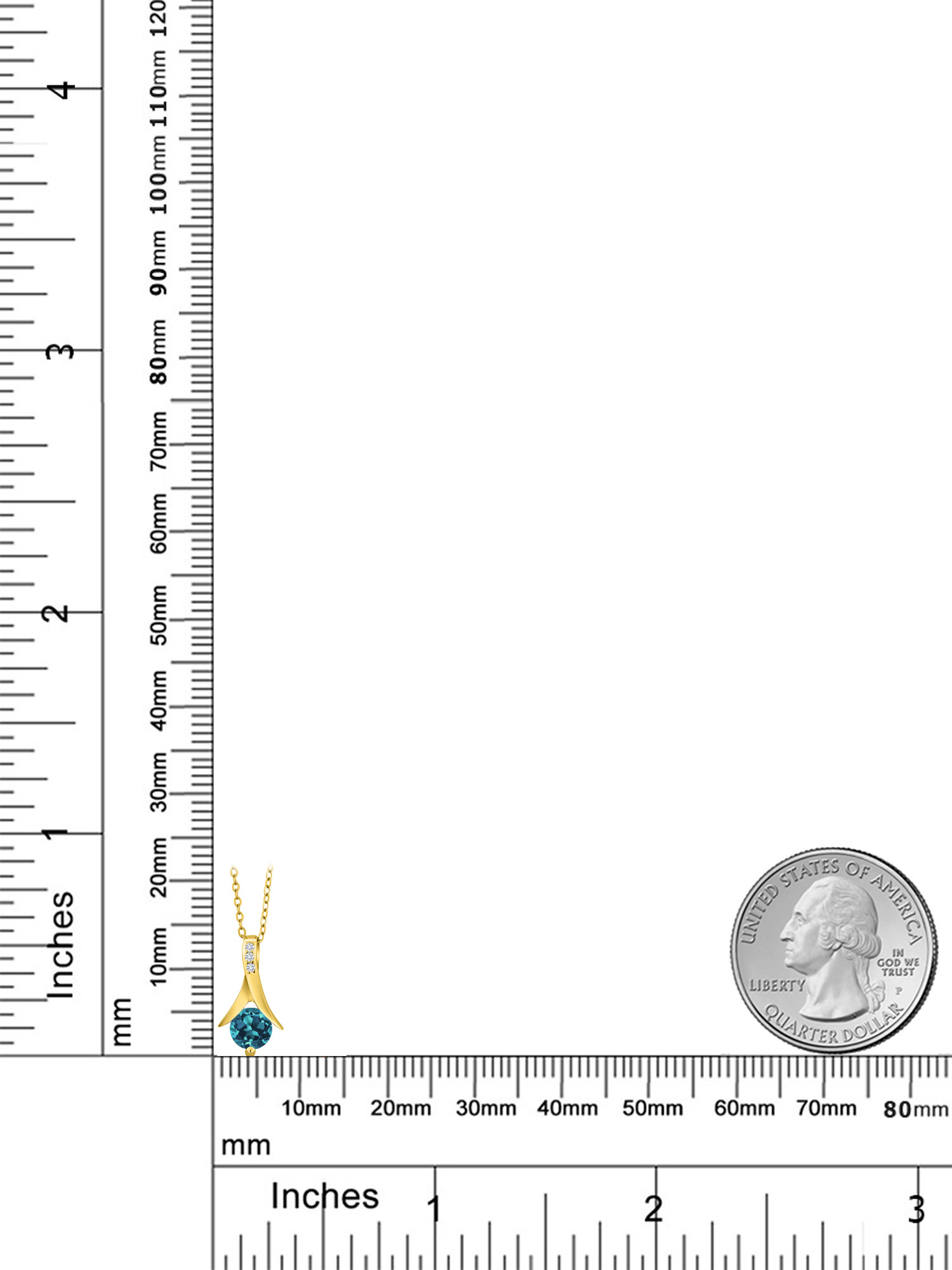 Gem Stone King 1.15 Ct London Blue Topaz G-H Lab Grown Diamond 18K Yellow Gold Plated Silver Pendant with Chain