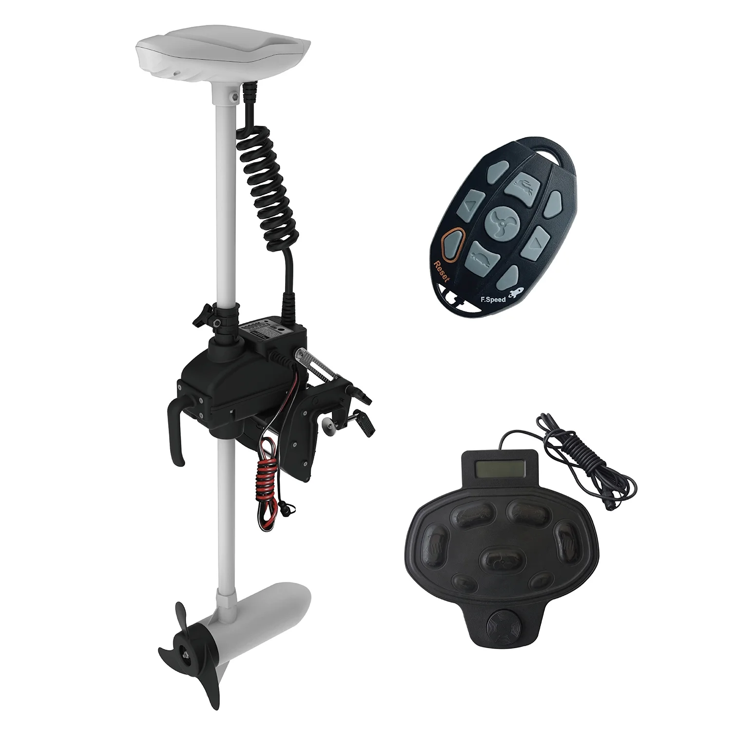 AQUOS 10.2ft Inflatable Pontoon Boat with Haswing White 12V 55LBS Remote Trolling Motor and Foot Control