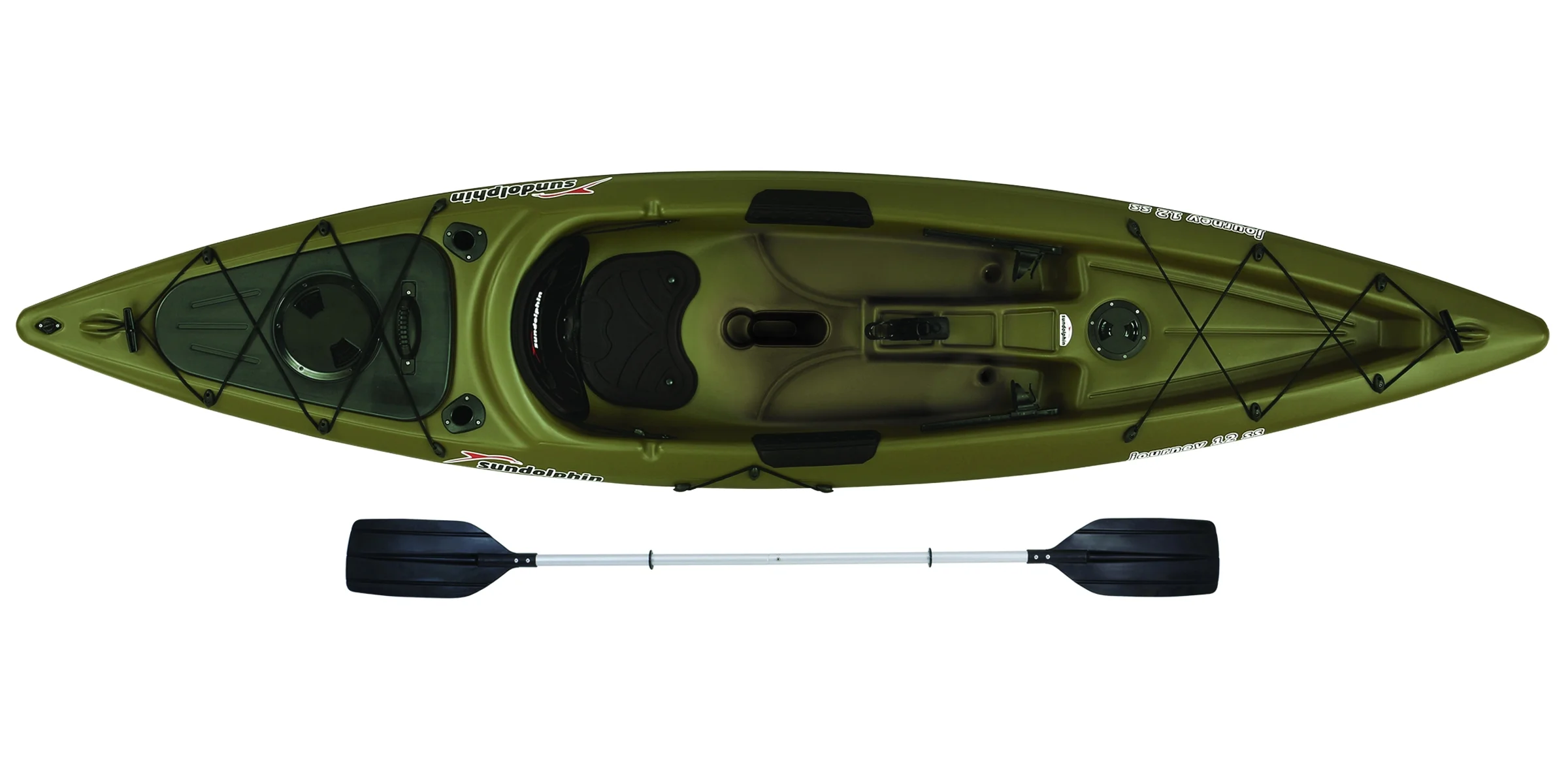 Sun Dolphin Journey 12' Sit-on Fishing Kayak Olive, Paddle Included
