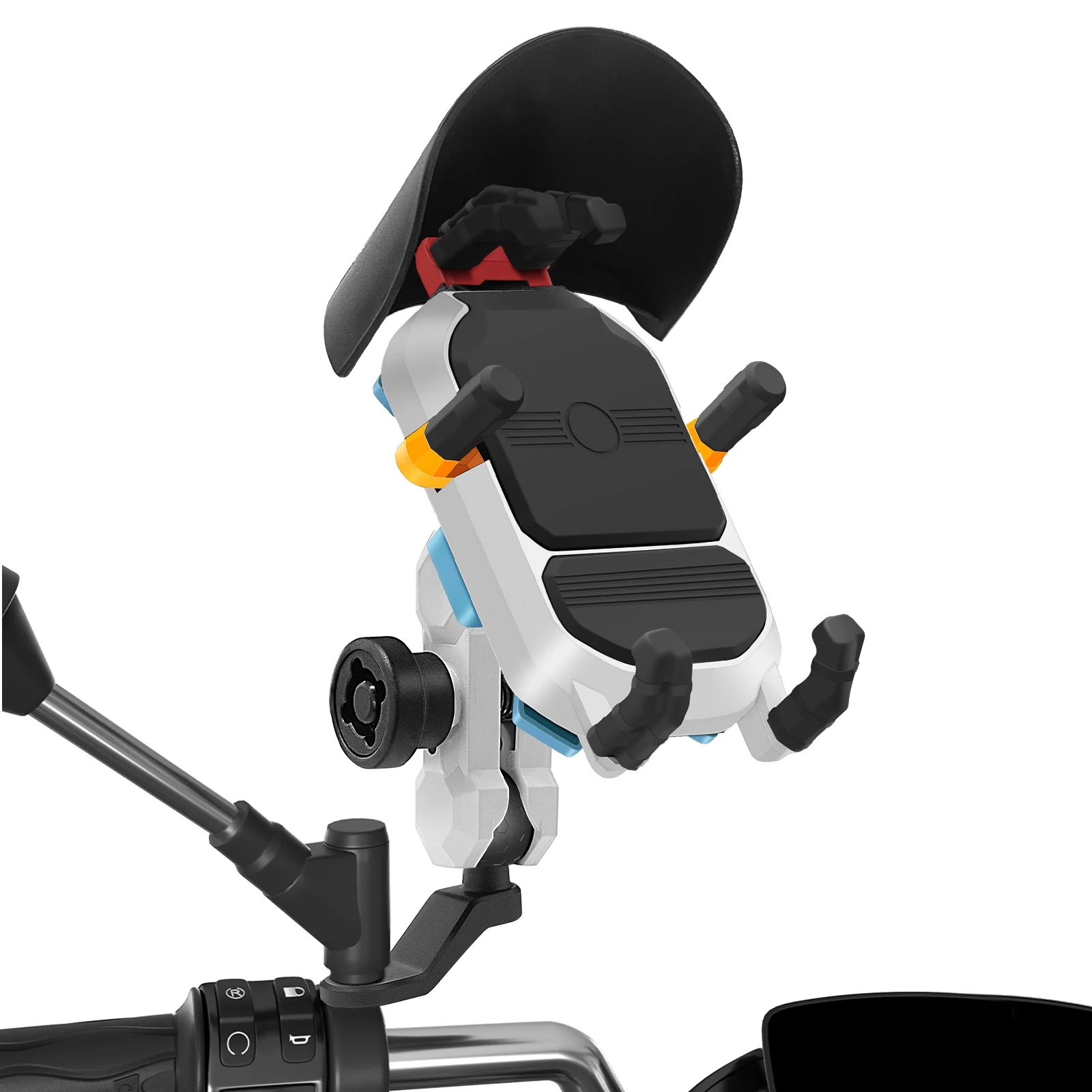 Ametoys Motorcycle Phone Mount Holder Waterproof Motorcycle Cell Phone Holder -theft 360° Rotation Motorbike Rearview Mirror Mount for 3.5-6.5inch Phone