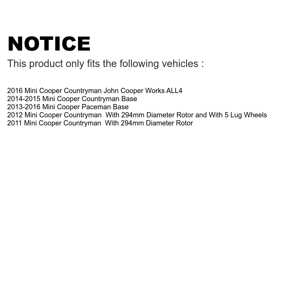 Transit Auto - Front Coated Disc Brake Rotors And Ceramic Pads Kit For Mini Cooper Countryman Paceman KGC-100037