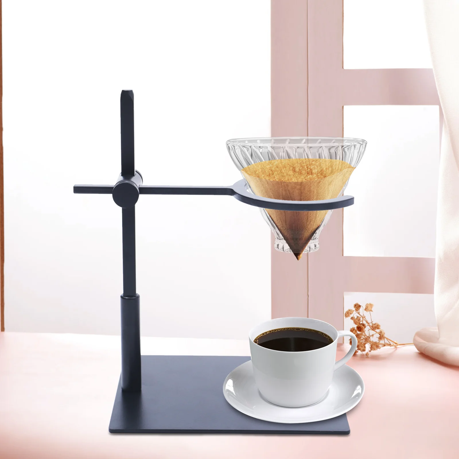 OUKANING Coffee Filter Rack Adjustable Coffee Dripper Holder with Non-Slip Silicone Pad for Office