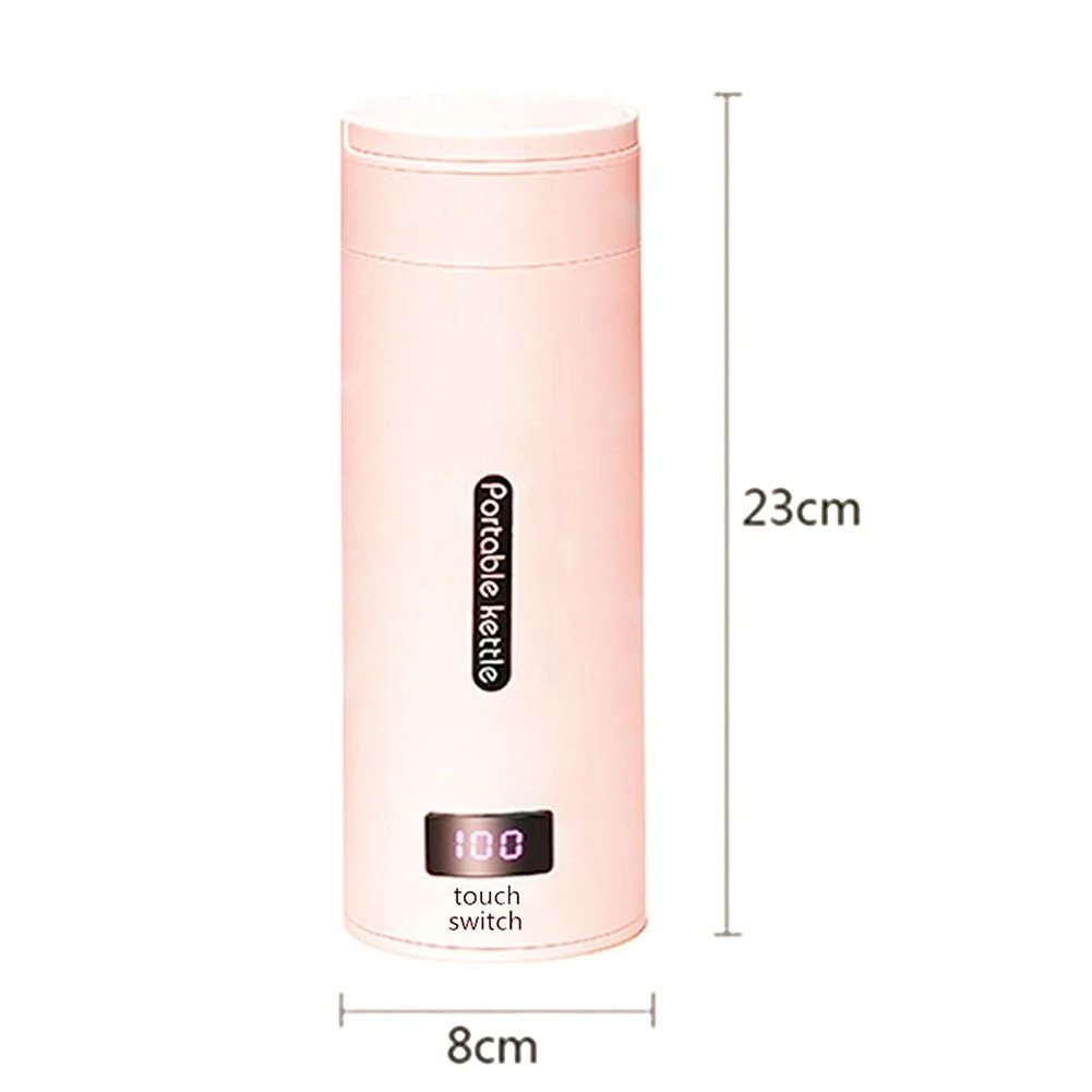 500ml Electric Kettle Hot Water Cup Heated Travel Portable Stainless Steel