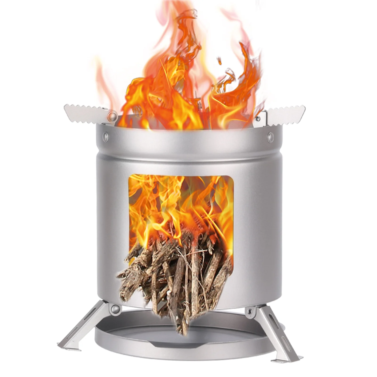 LIXADA Tiatanium Camping Ultralight Folding Wood Burning Camping Pot Holder BBQ Firewood Bracket for Camping Backpacking Picnic Fishing Hiking