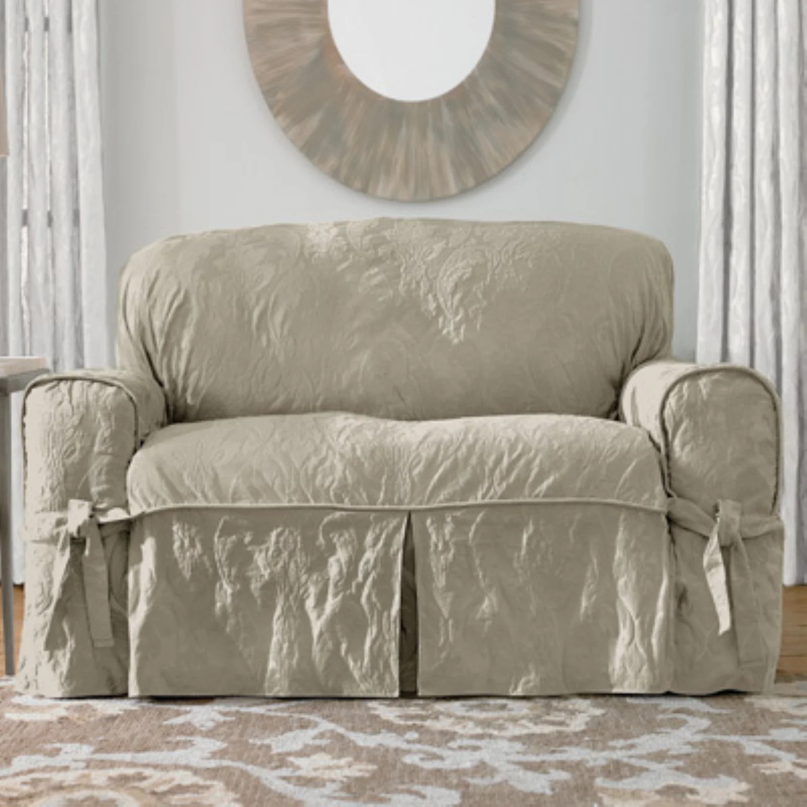 Sure Fit Matelasse Damask Loveseat Cover