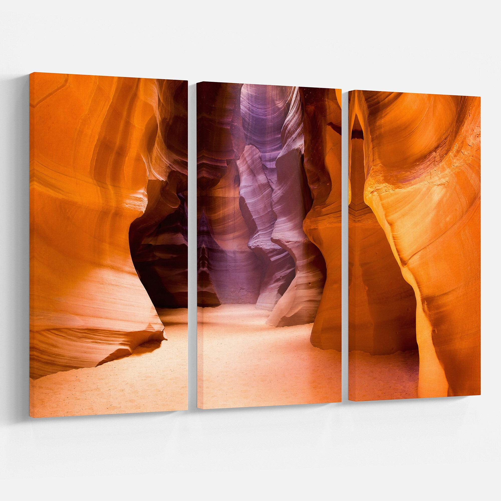 Design Art Upper Antelope Canyon - 3 Piece Graphic Art on Wrapped Canvas Set