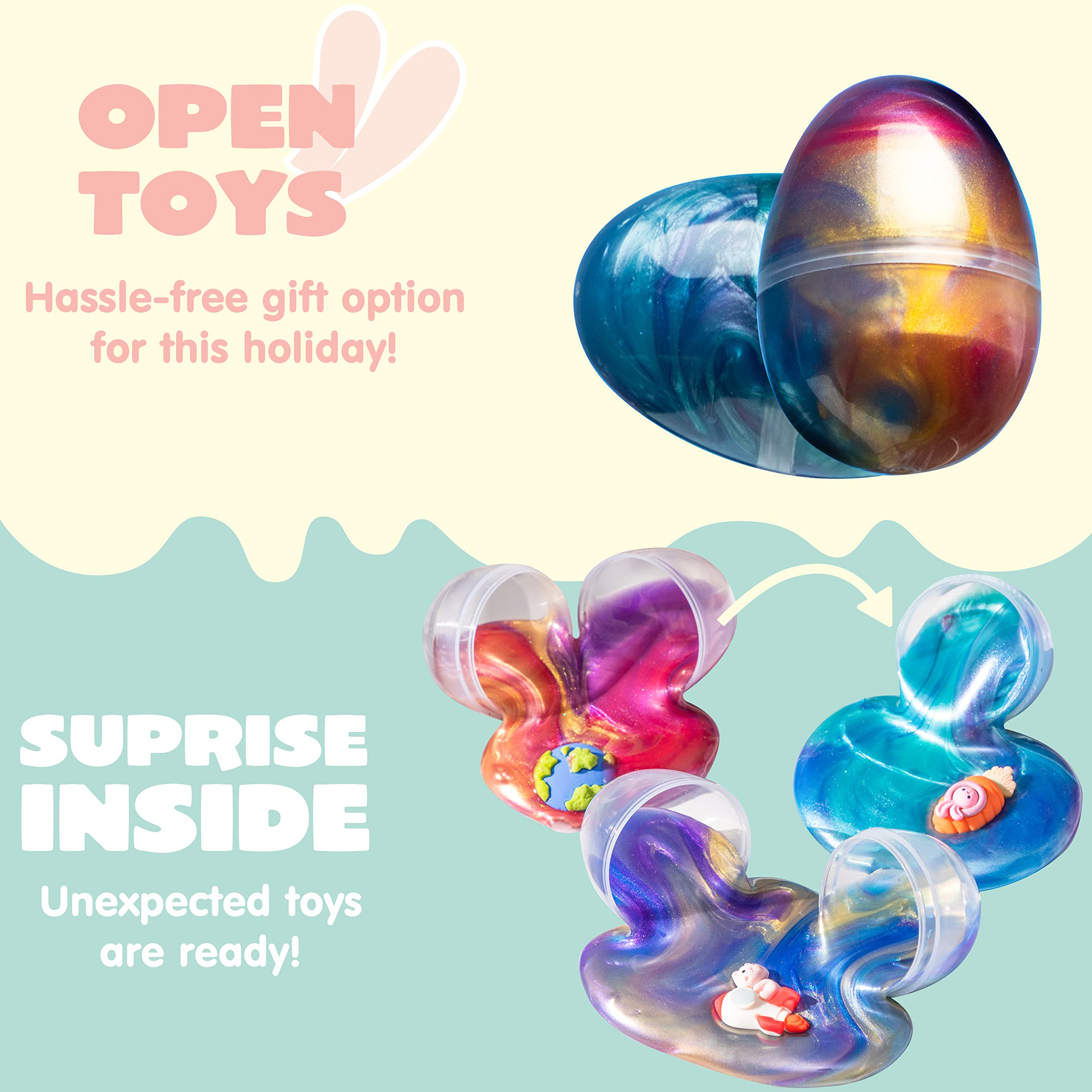 JOYIN 24 Packs Galaxy Slime Eggs, Prefilled Easter Egg with Putty Slime and Toys for Kids Easter Party Favors, Stress Relief Slime for Easter Basket Stuffer, Easter Eggs Hunt