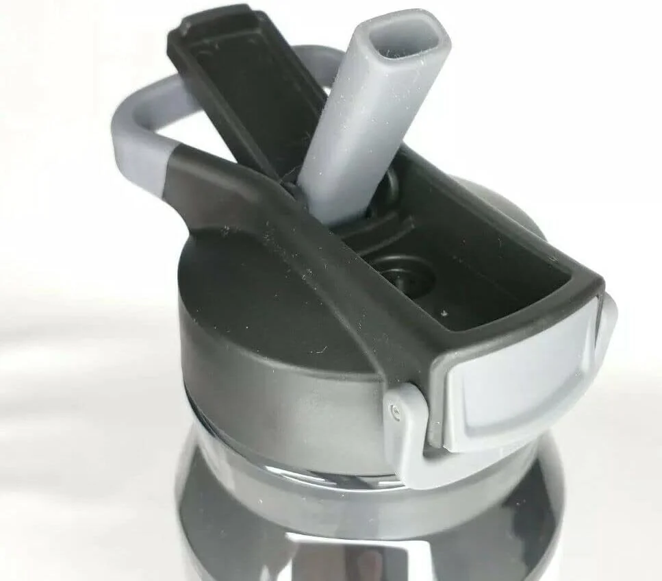 REDUCE Water Bottle – Hydrate Water Bottle, 36oz – Hygienic Flip Top Lid, Integrated Straw and Carry Handle – Leak Proof, Cupholder Friendly – Flip, Sip and Go – Lead Gray, Tritan Plastic (Lead Gray)