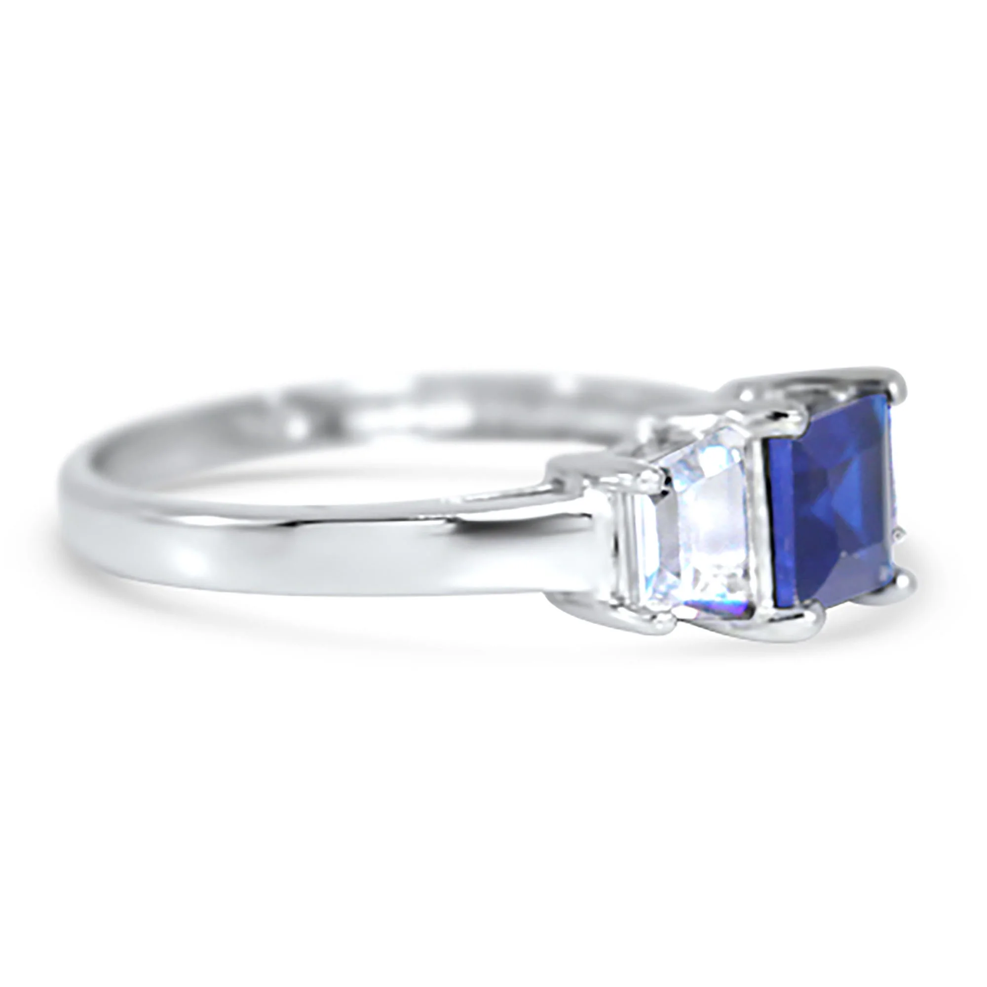 Sterling Silver 1.50 Carat Simulated Blue Sapphire Engagement Ring for Women Size 7