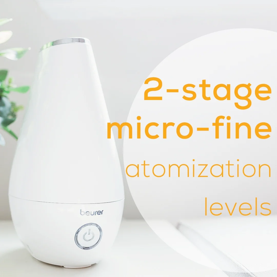 Beurer 2in1 Essential Oil Diffuser & Air Humidifier, 2L Tank, Night-Mode, Auto shut-off, for Bedrooms, Baby Kids Rooms, Choose from 10 Scents, Aromatherapy, Ultrasonic Air Vaporizer, Cool Mist, LB37