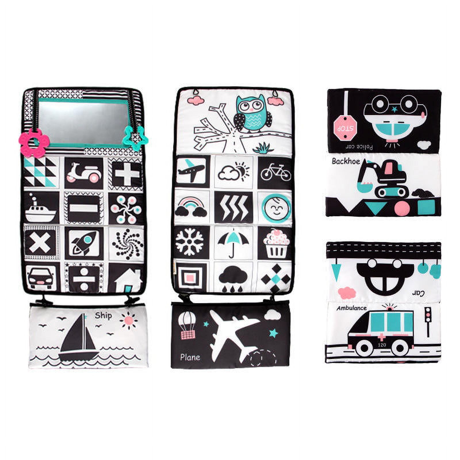 Tummy Time Mirror Toy for Babies with Cloth Book High Contrast Activity Developmental Baby Toys Gift for Newborn Infants 0 3 6 12 Months