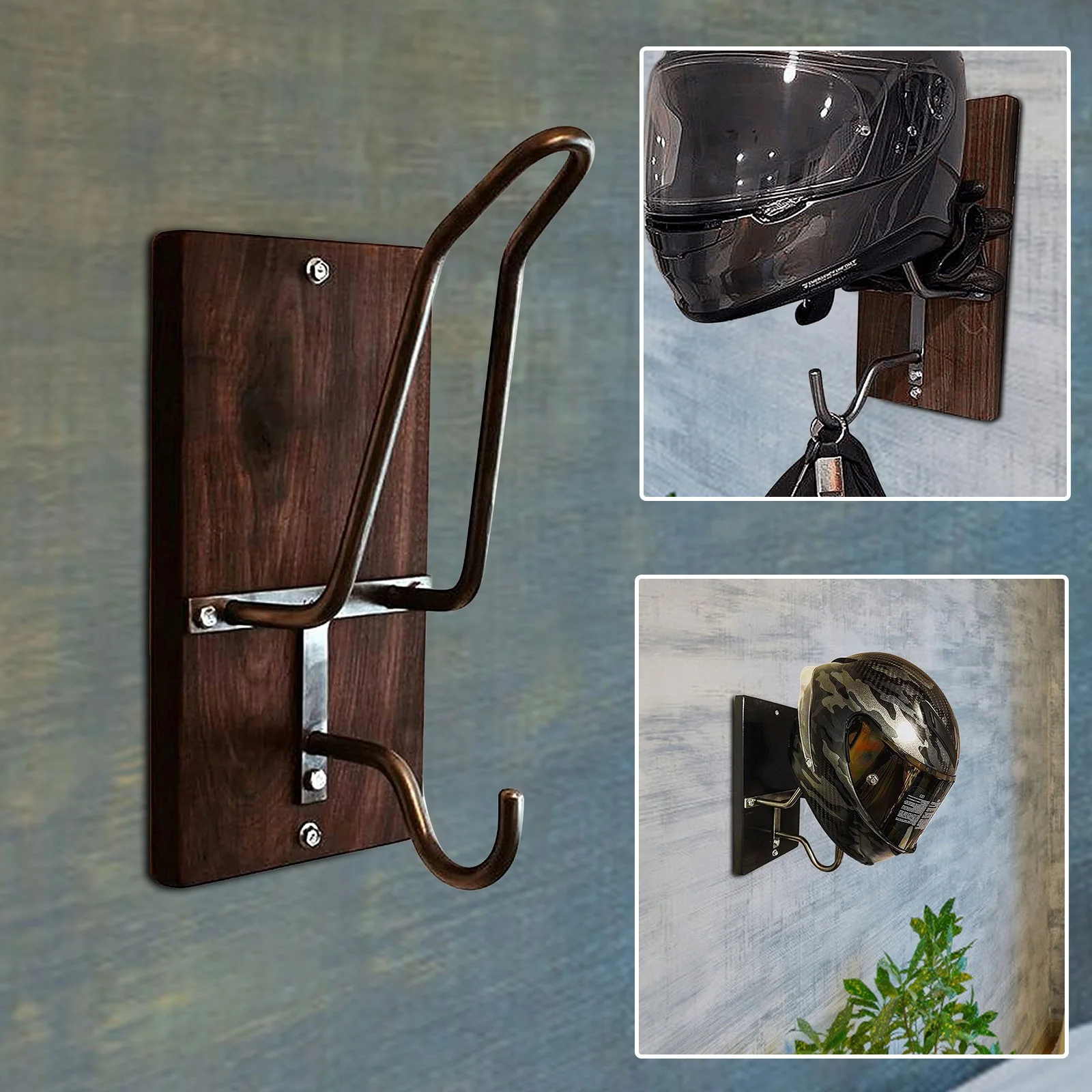 Motorcycle Helmet Rack & Jacket Hook For Coats, Hats, Caps & Helmet Mount