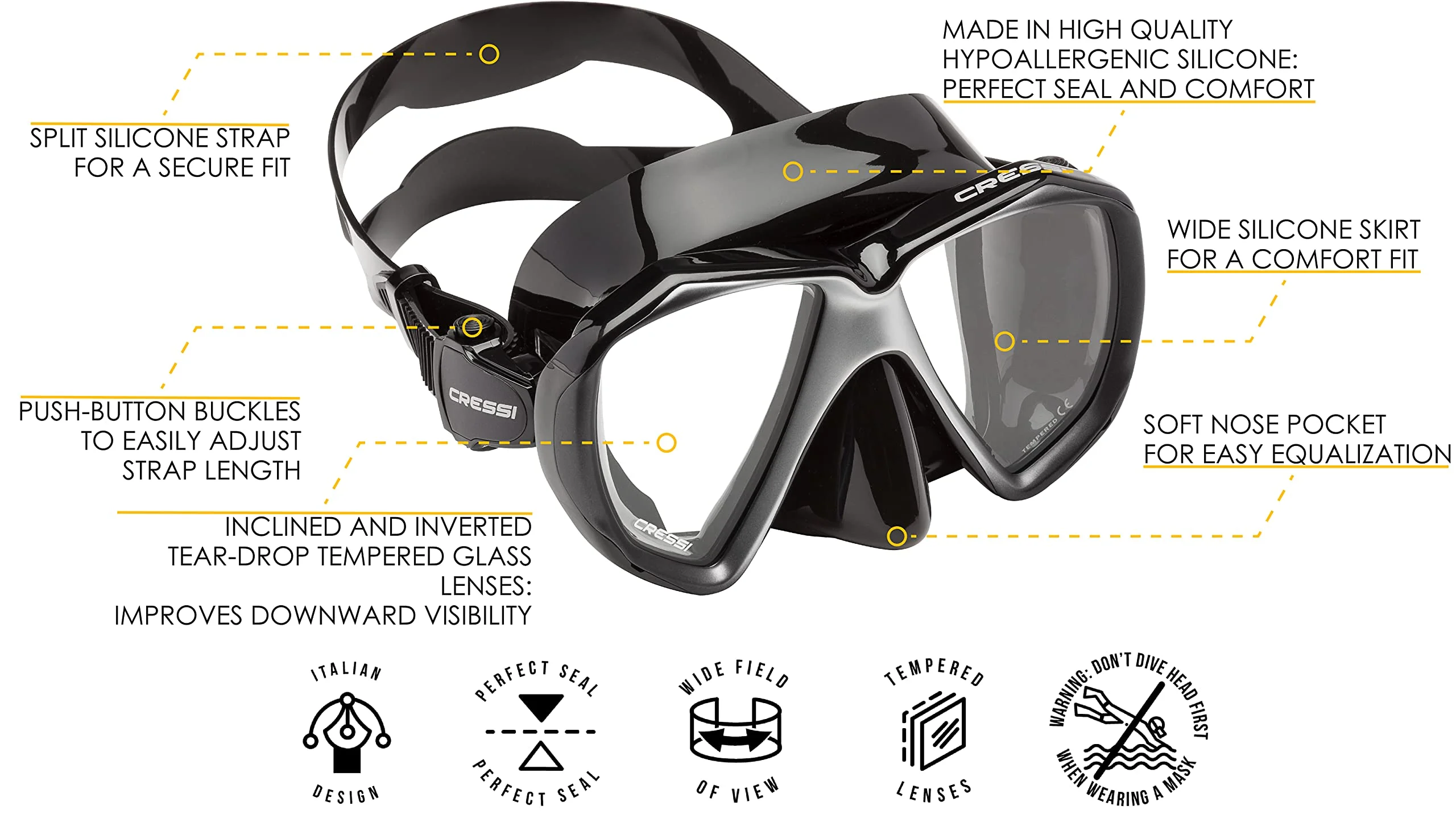 Cressi Liberty Duo Mask (Black / Black / Silver)