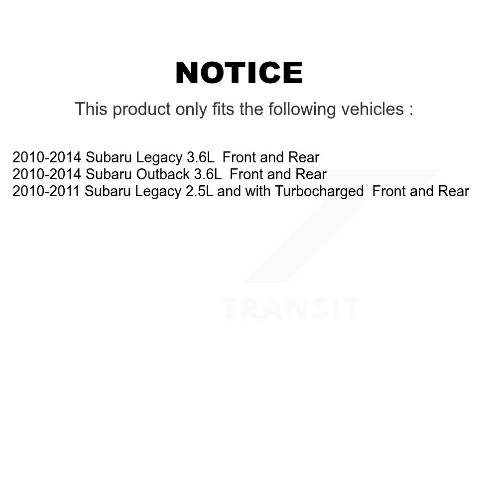 Transit Auto Front Rear Disc Brake Rotors and Ceramic Pads Kit for Car Subaru Outback Legacy K8T-101307