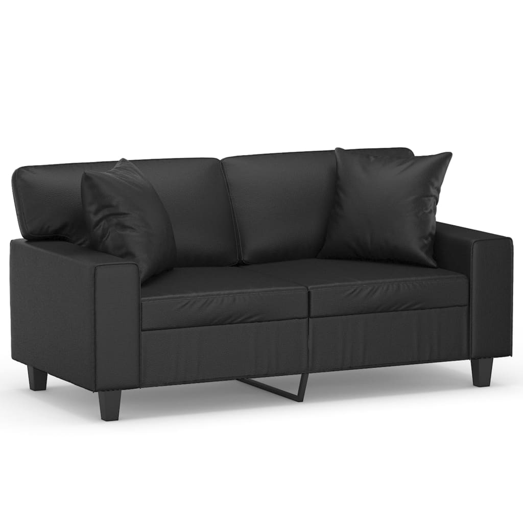 2-Seater Sofa with Throw Pillows Black 47.2