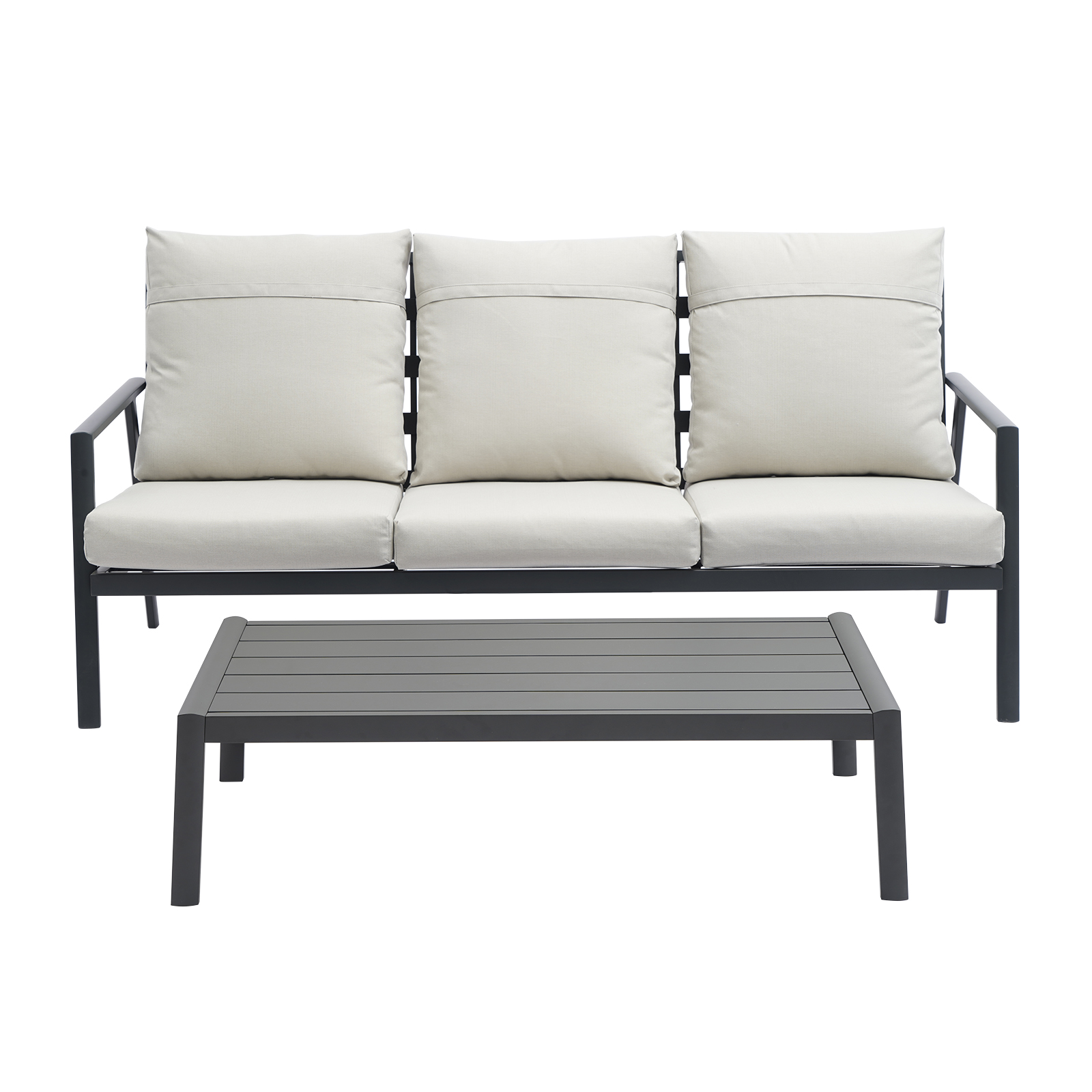 Outdoor Sectional Sofa Set High Back 3 Seater Sofa Aluminum Conversation Set Outdoor Furniture