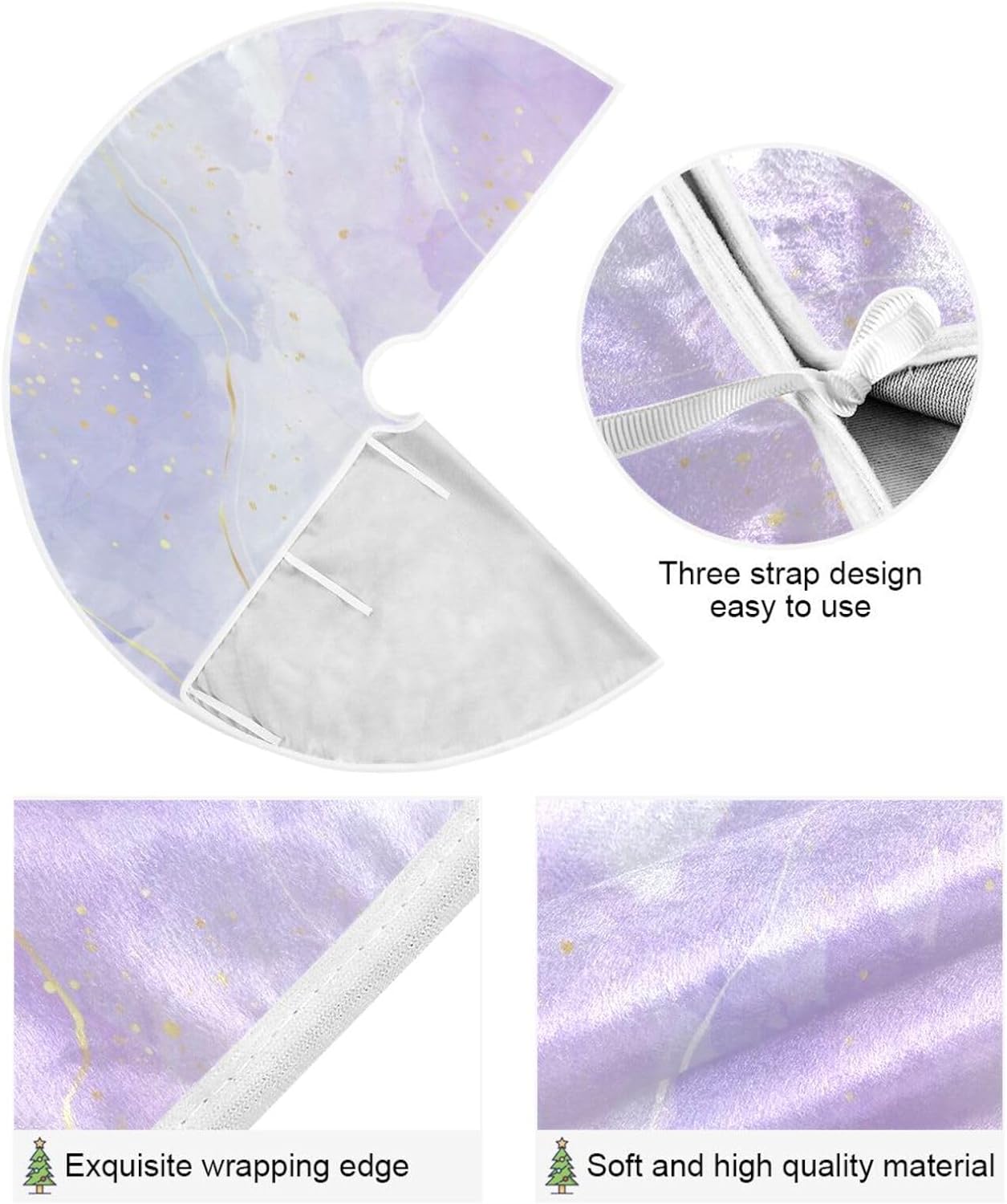 Wellsay Christmas Tree Skirt 47.2 in Family Holiday Office Christmas Tree Decor New Year Party Country Easter Independence Day-Marble Texture Purple