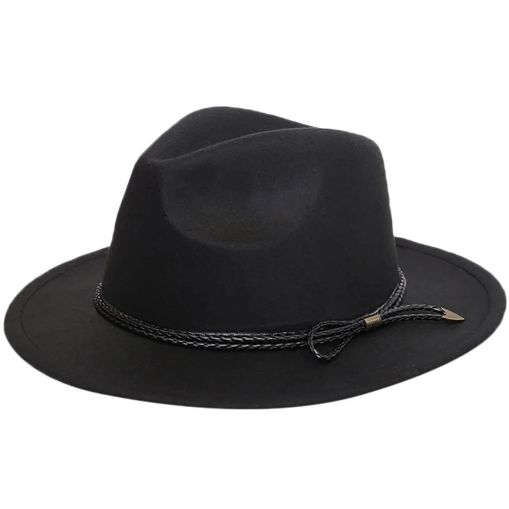 UDAXB Hats for Women Women's Crushable Wool Outback Hat Panama Hat Wide with Belt Black Hat,Clearance (Buy 2 get 1 free)