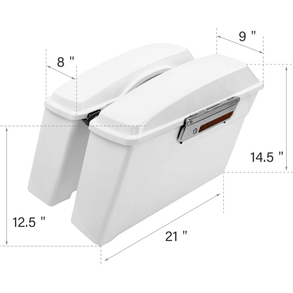 Teledu White Hard Saddlebag Saddle Bag Trunk For 1994-2013 Harley-Davidson Road US