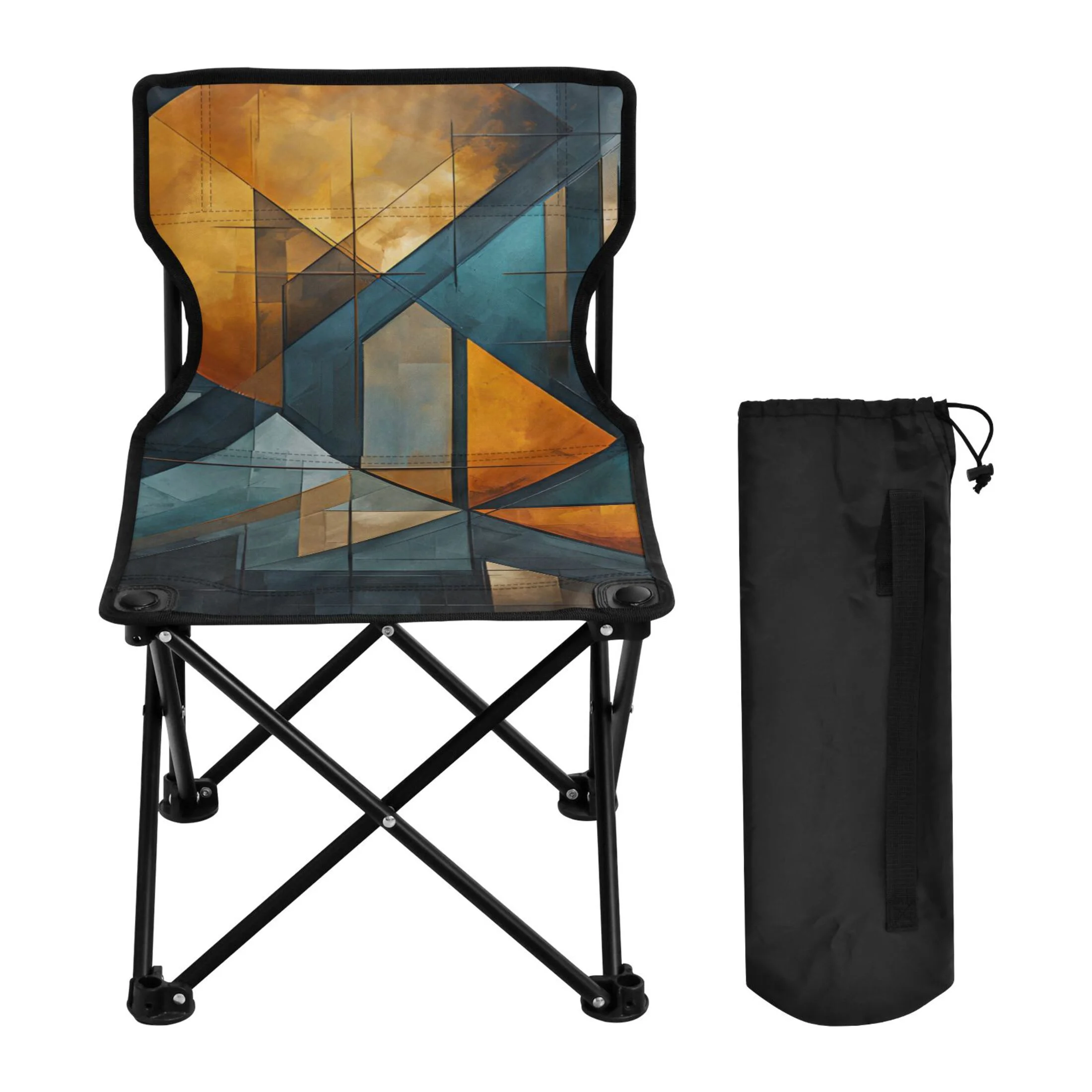 Geometry Lines Portable Camping Chair Outdoor Folding Beach Chair Fishing Chair Lawn Chair with Carry Bag Support to 220LBS