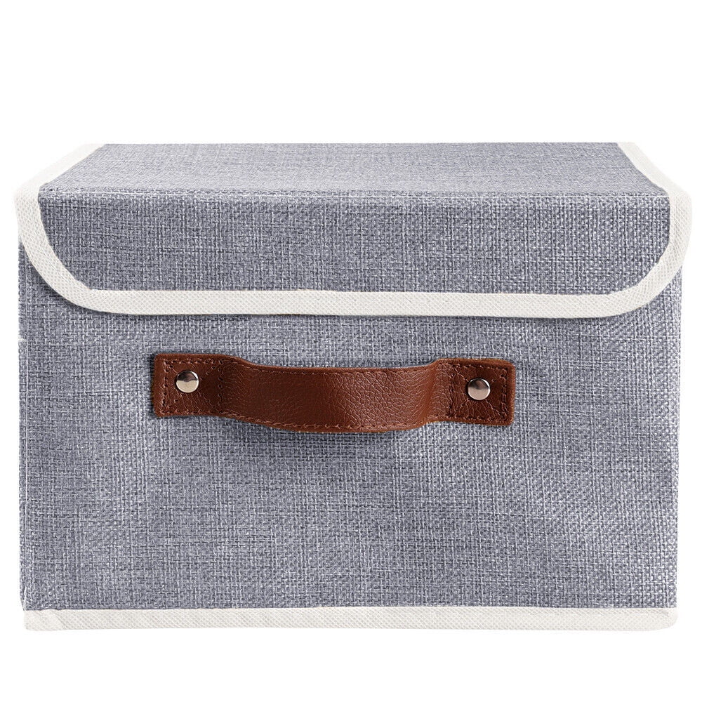 Small Storage Boxes with Lids 6 Pack Linen Collapsible Cube Storage Basket with Handle, Jane's Home Foldable Fabric Storage Box with lids Organizer for Toys, Clothes Closet, Ornament
