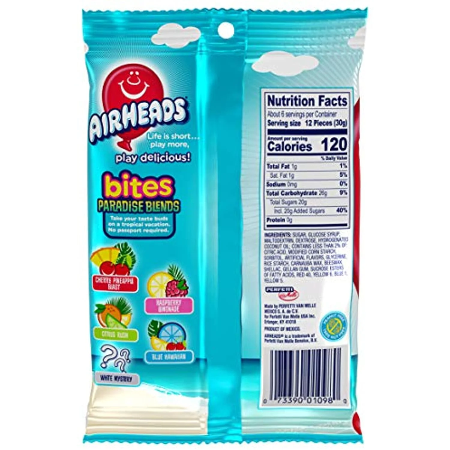 Airheads Candy, Bites, Paradise Blends, Non Melting, Party, Concessions, Bulk Candy (Bulk Pack 12 Bags)