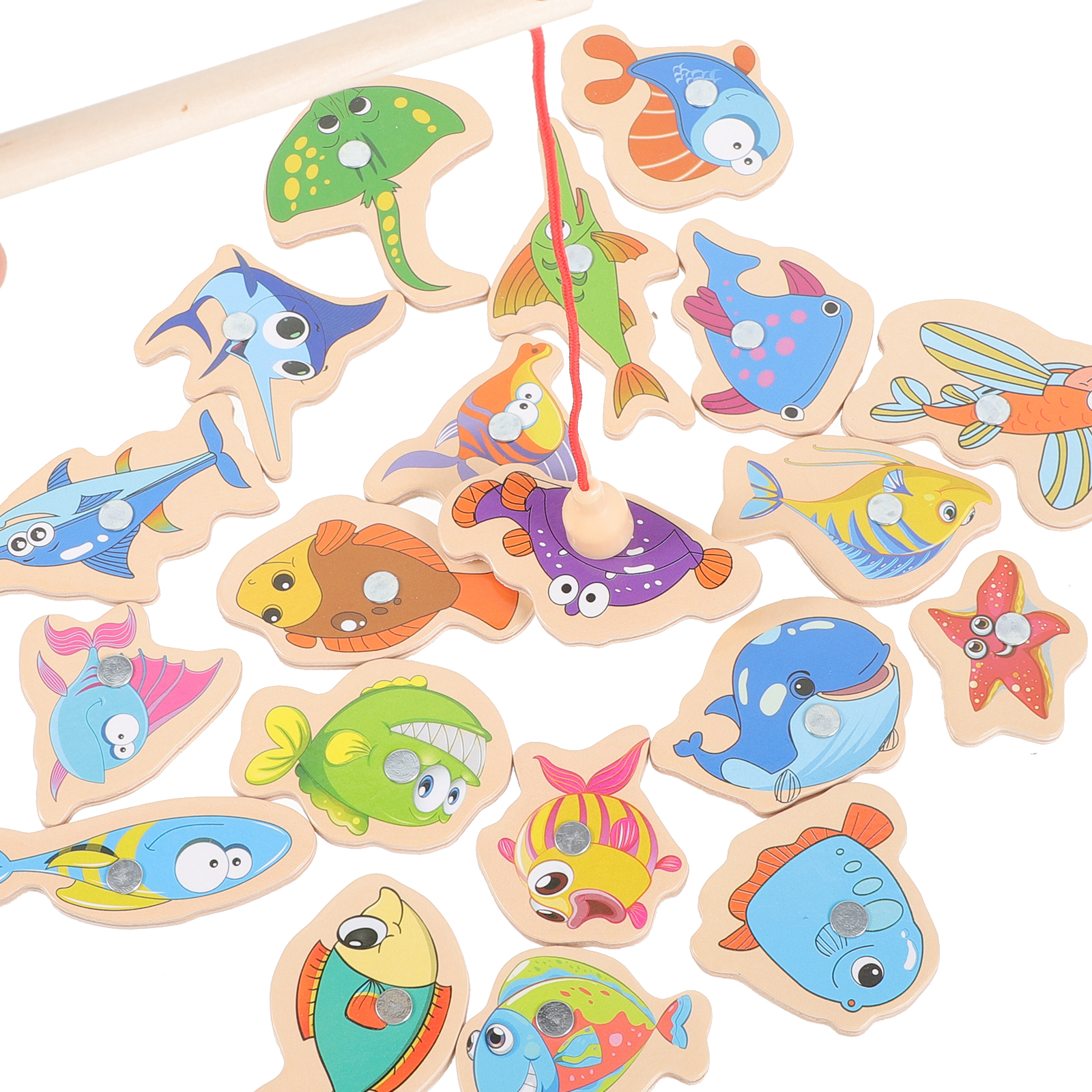 Children’s Toys Toddler Educational Toys Hand-eye Coordination Toy Magnetic Fishing Game Doll House Fishing Rod Kids Angling Toy Straight Hair Wooden Toddler Child